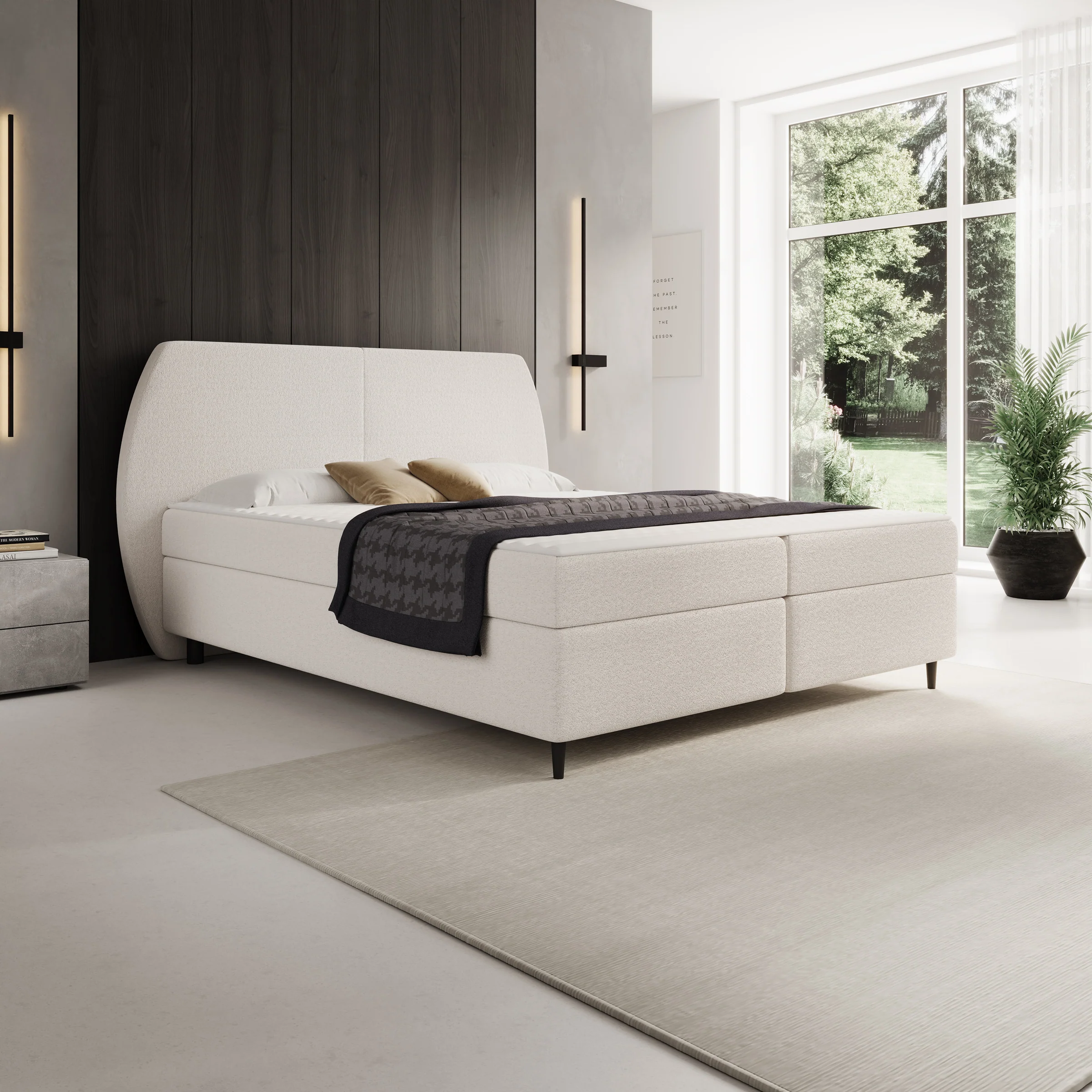 Marvella - Boxspring met opbergruimte - Stof beige - 180x200 cm