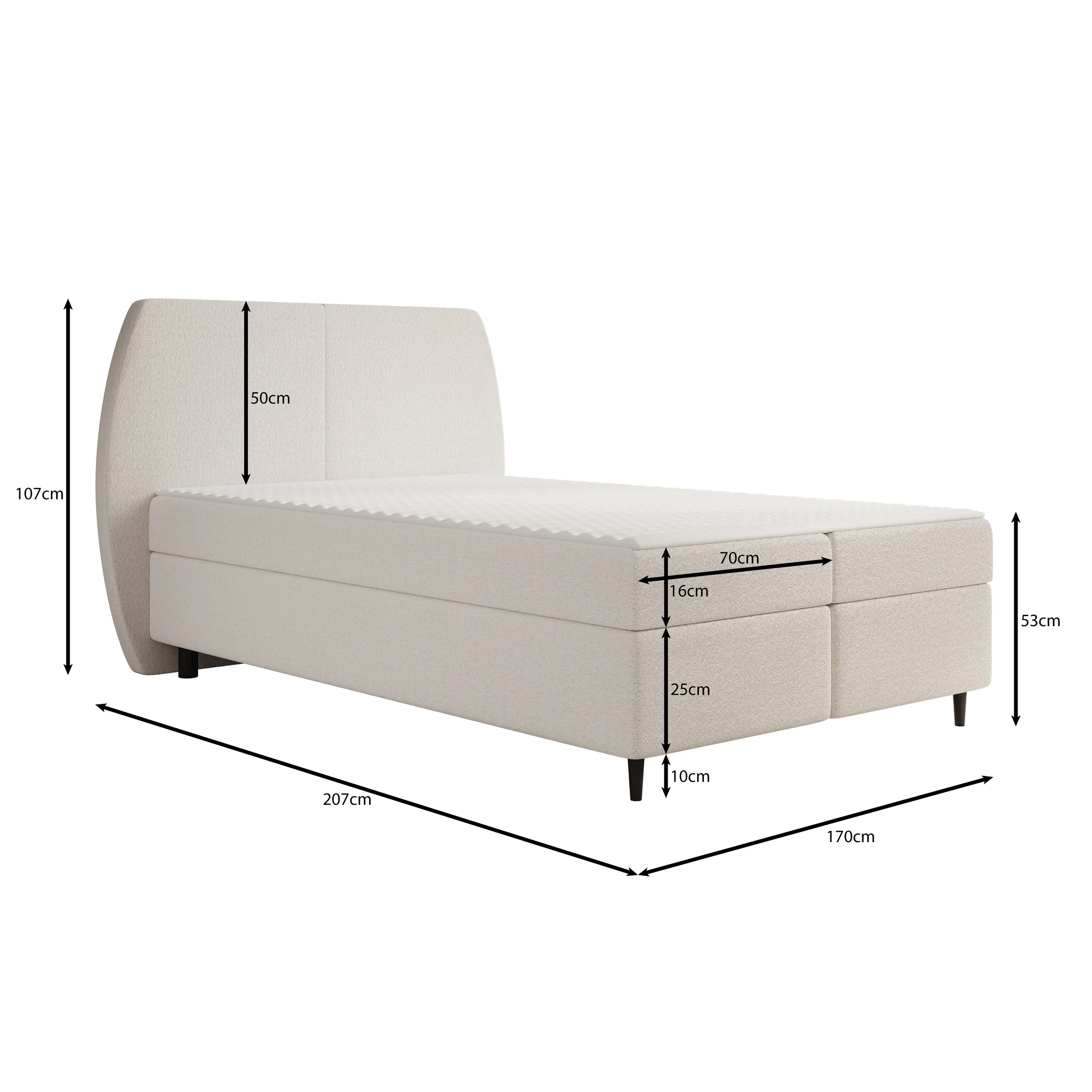 Marvella - Boxspring met opbergruimte - Stof taupe - 140x200 - Image 4