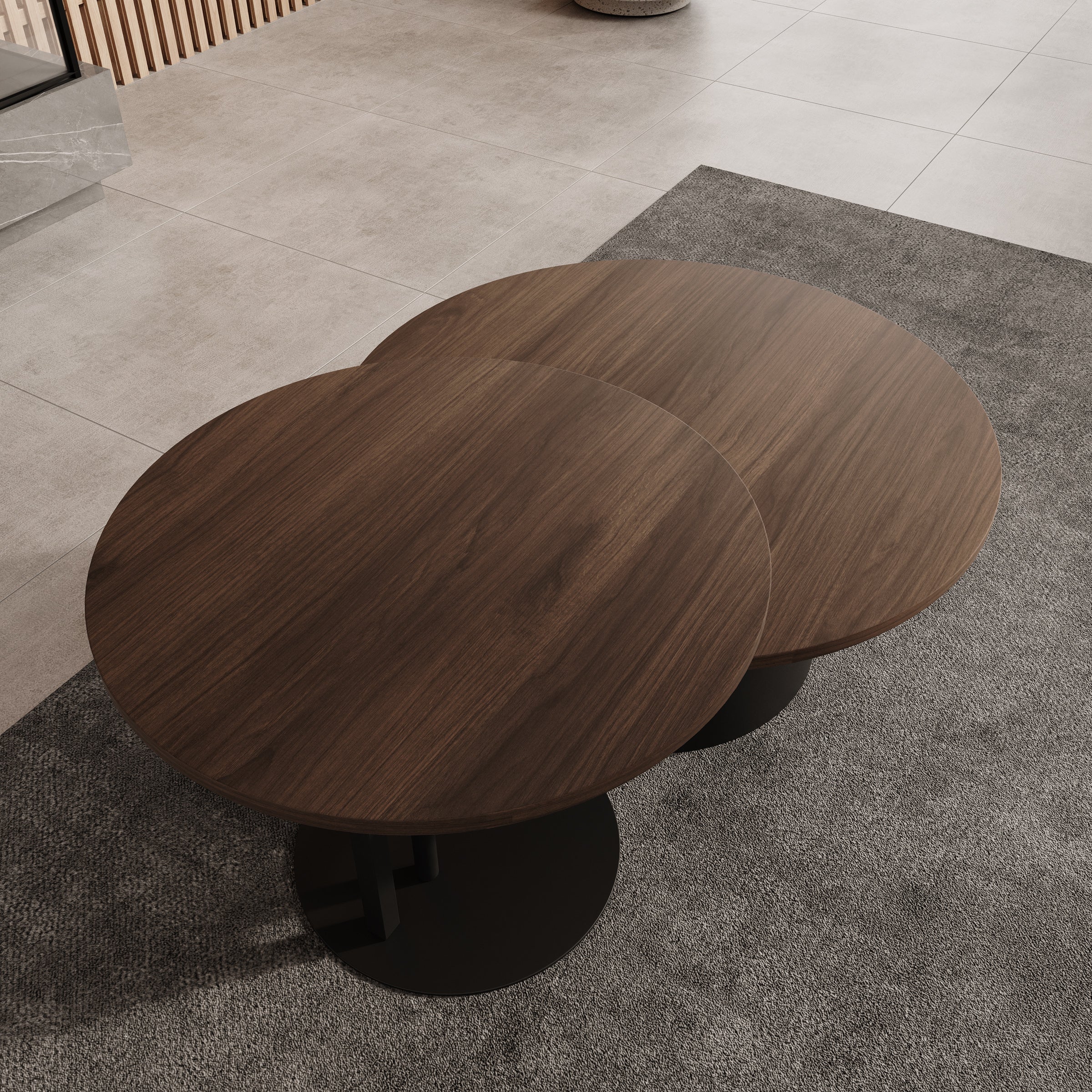 Mastro - Salontafel set van 2 - Zwart / Donker eikenpatroon - 58-75 cm - Image 3