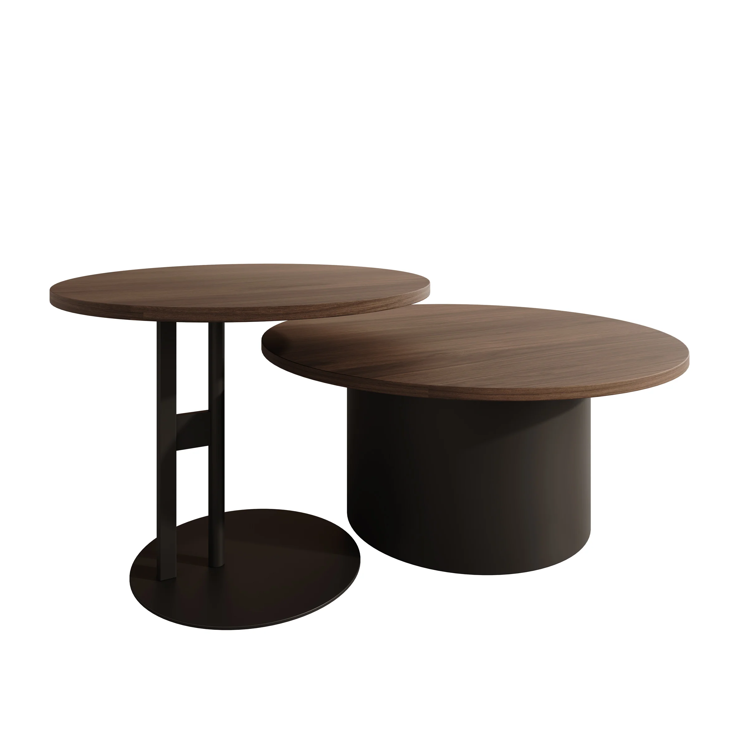 Mastro - Salontafel set van 2 - Zwart / Donker eikenpatroon - 58-75 cm - Image 5