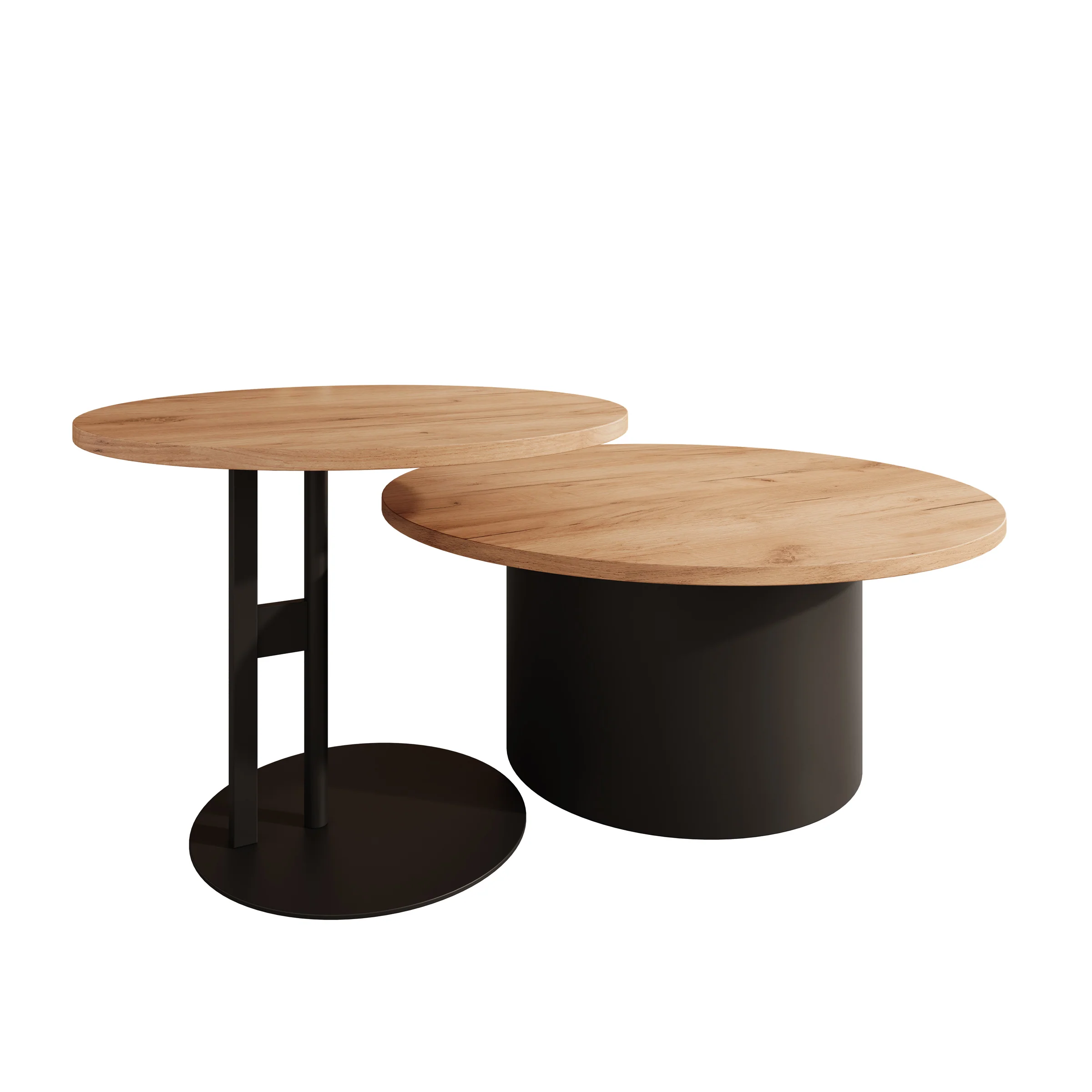 Mastro - Salontafel set van 2 - Zwart / Eikenpatroon - 58-75 - Image 5