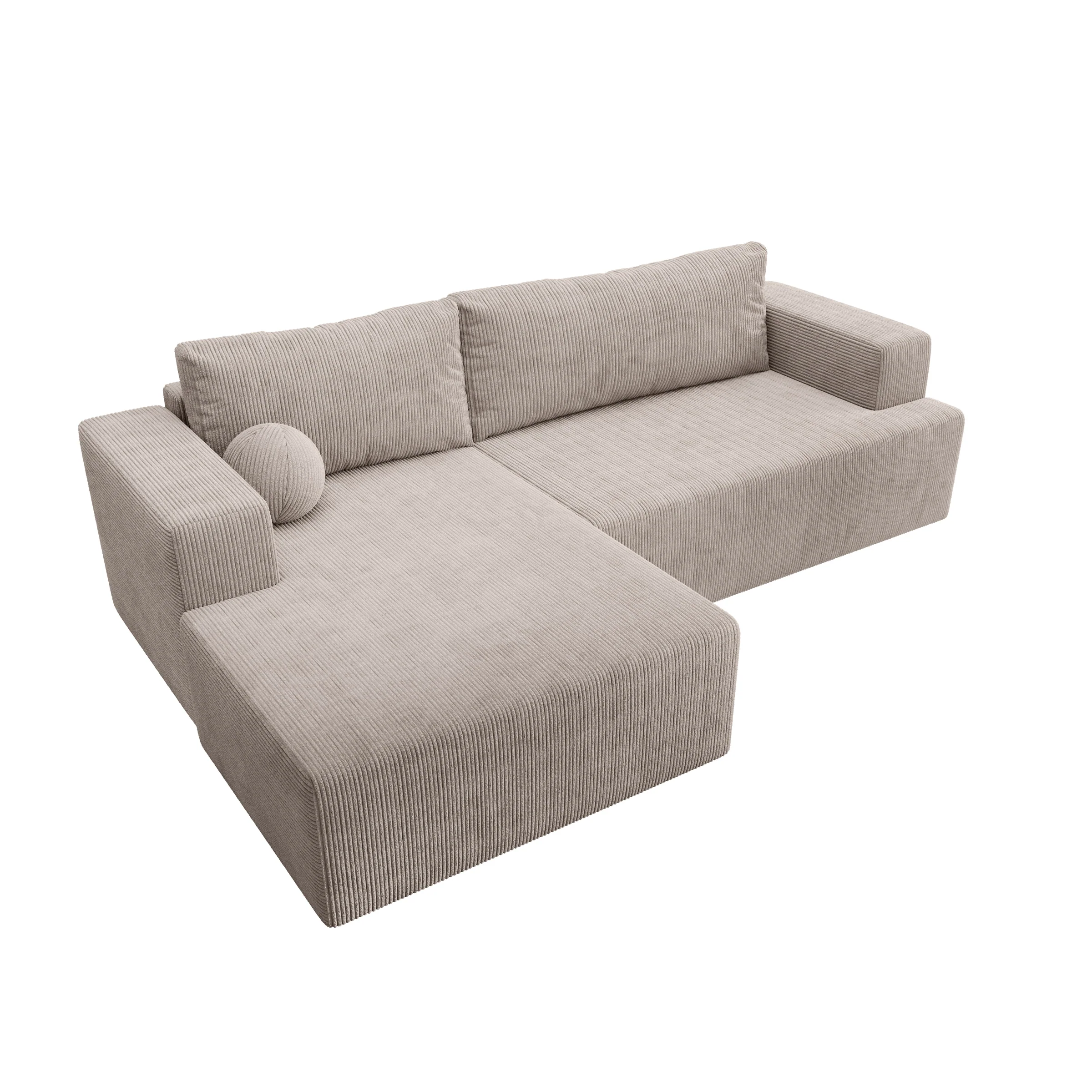 Mavana - Hoekbank 2-zits met chaise longue - Ribstof beige - Links - Image 5