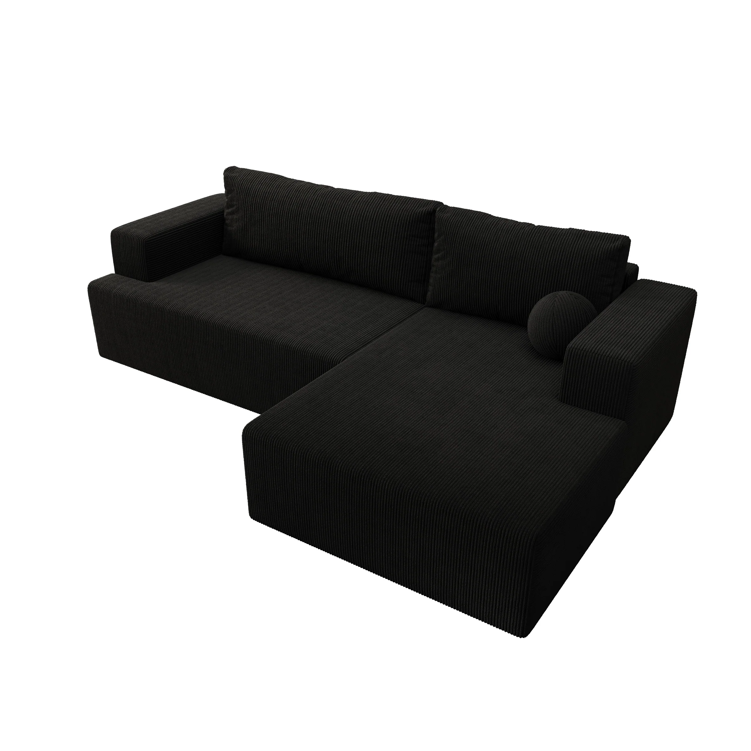 Mavana - Hoekbank 2-zits met chaise longue - Ribstof zwart - Rechts - Image 5