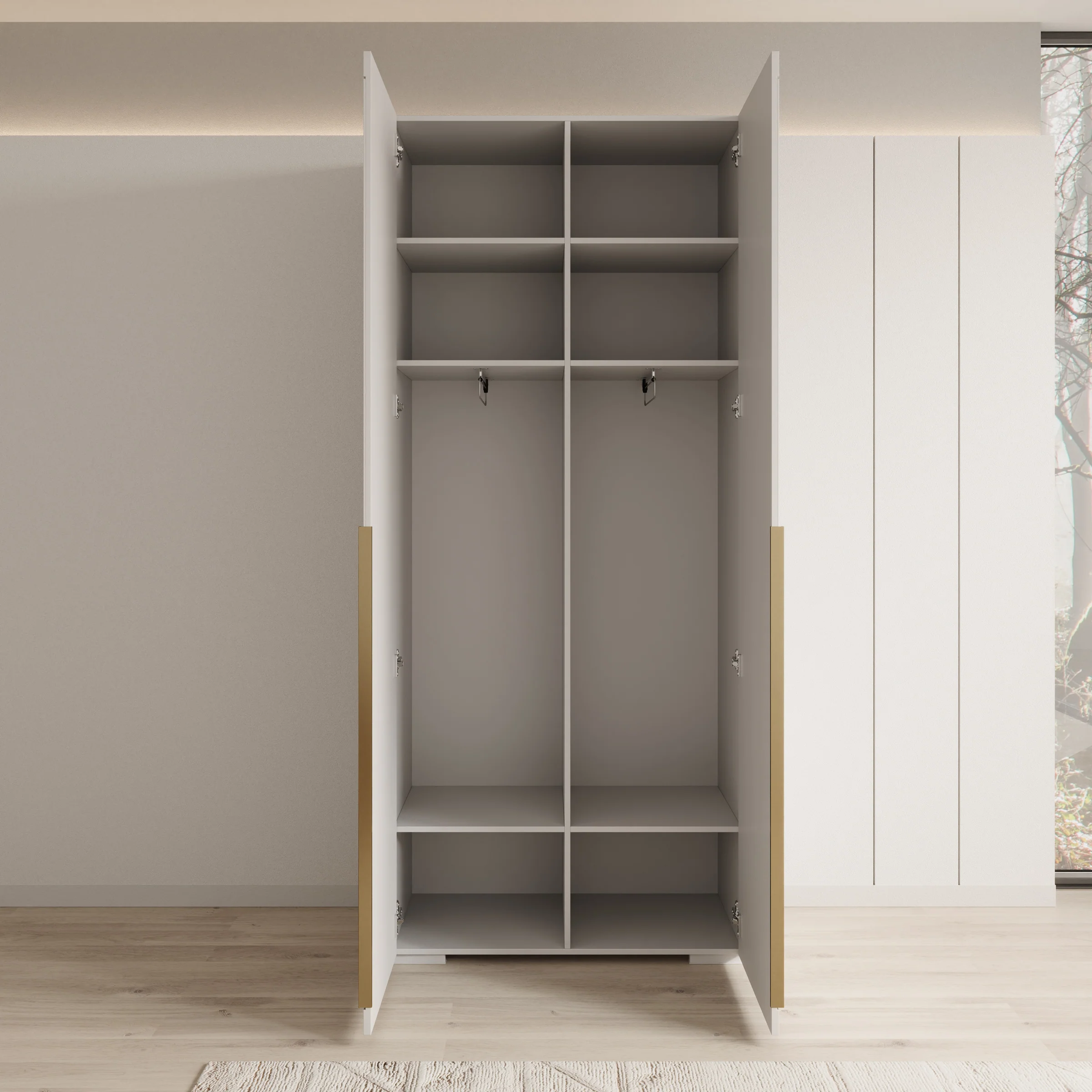 Mayfair - Kledingkast 2-deurs - Wit - 100x47x237 cm - Image 2
