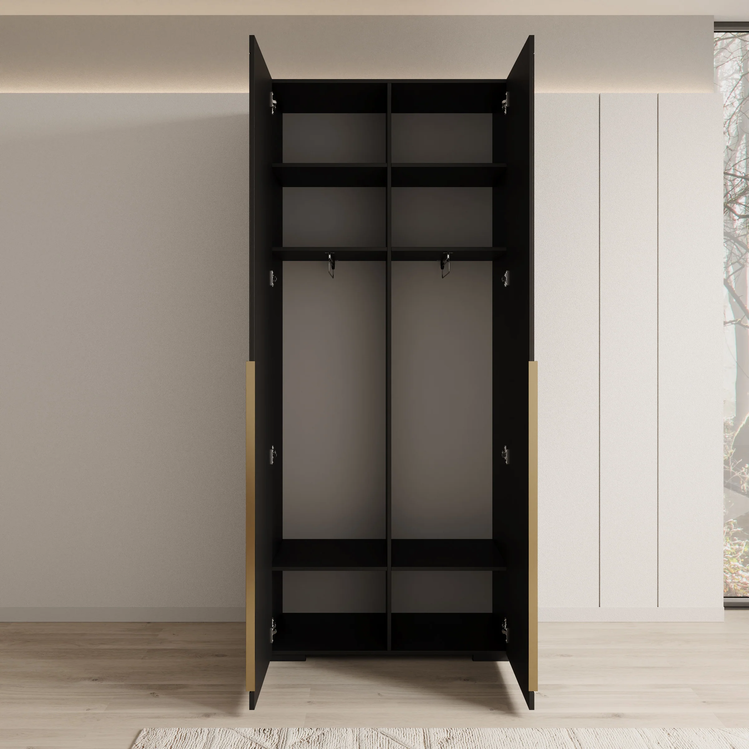 Mayfair - Kledingkast 2-deurs - Zwart - 100x47x237 cm - Image 2