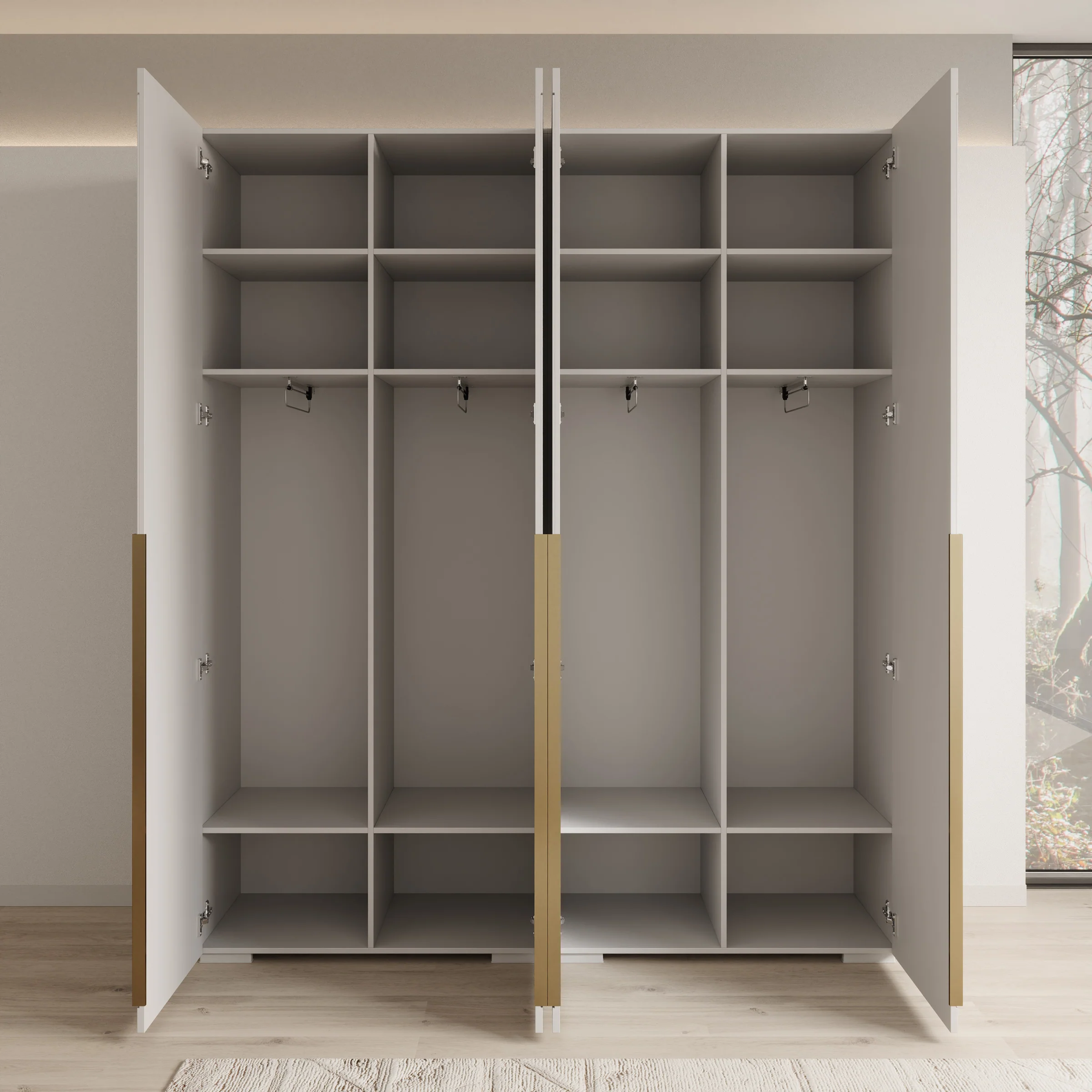 Mayfair - Kledingkast 4-deurs - Wit - 200x47x237 cm - Image 2