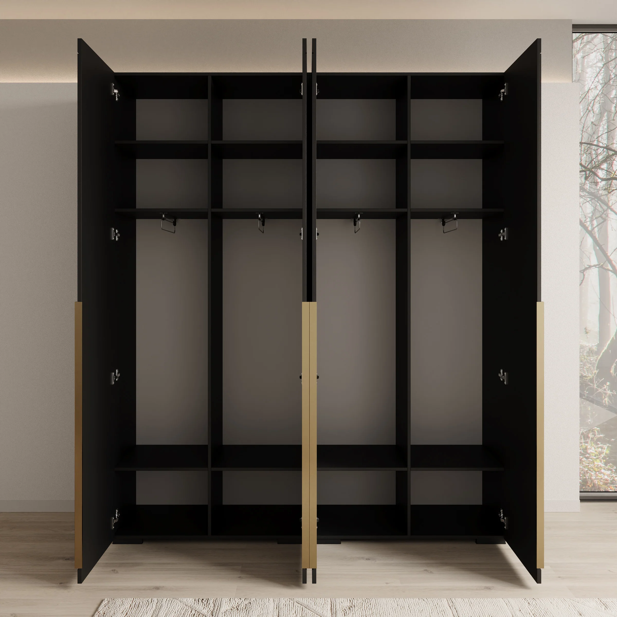 Mayfair - Kledingkast 4-deurs - Zwart - 200x47x237 cm - Image 2