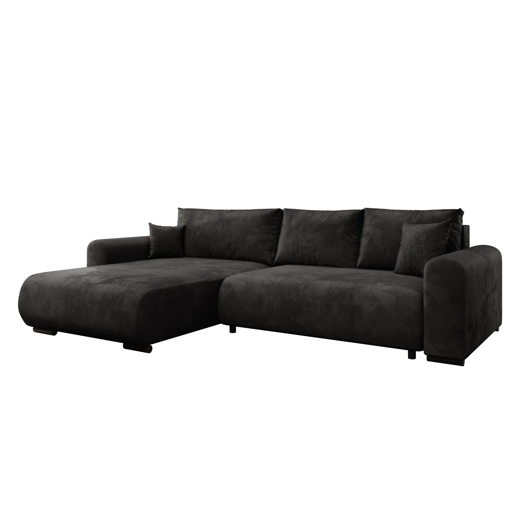 Mindin - Hoekbank 3-zits met chaise longue - Velvet zwart - Universeel - Image 5