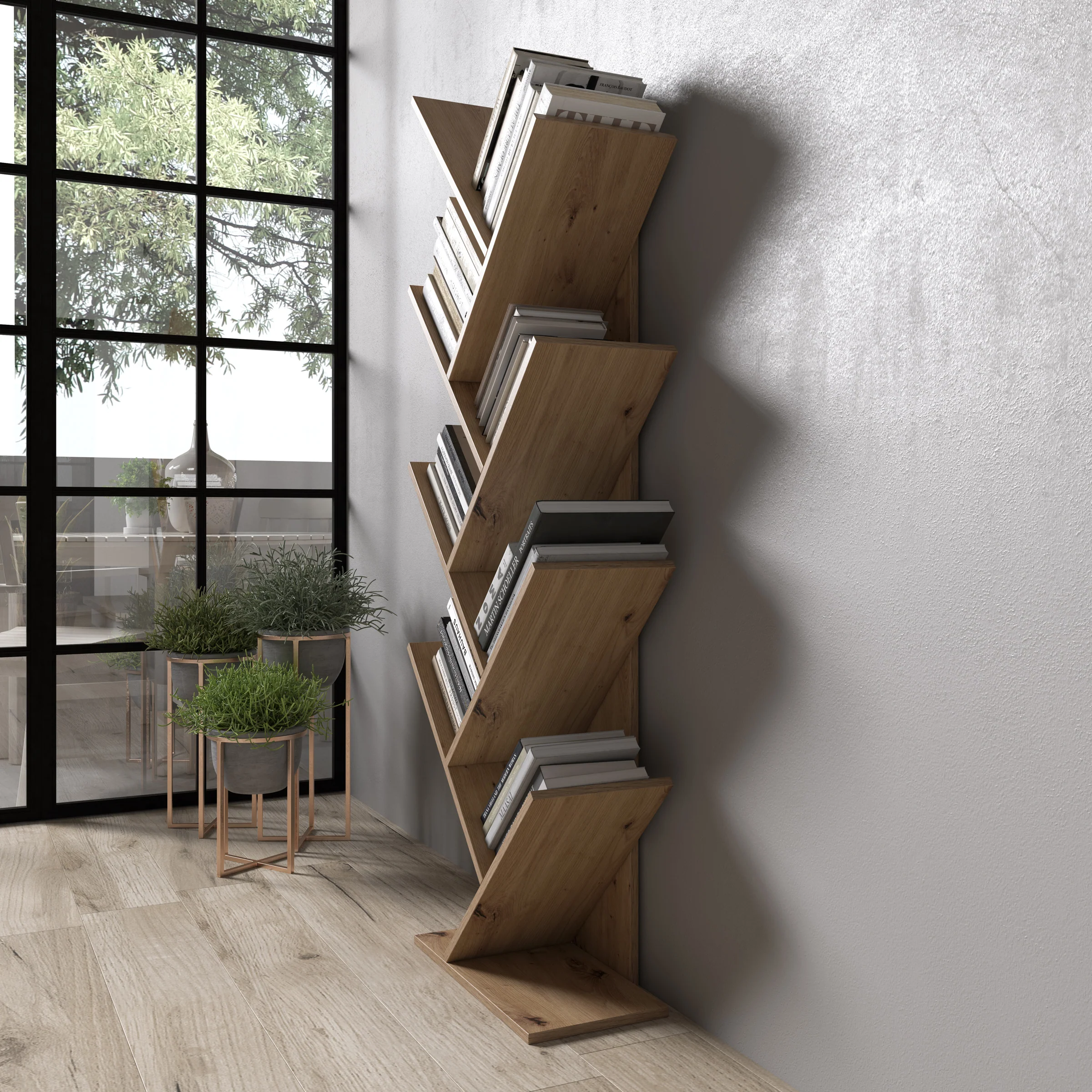 Mirabelle - Boekenkast - Eikenpatroon - 49x24x149 cm - Image 3