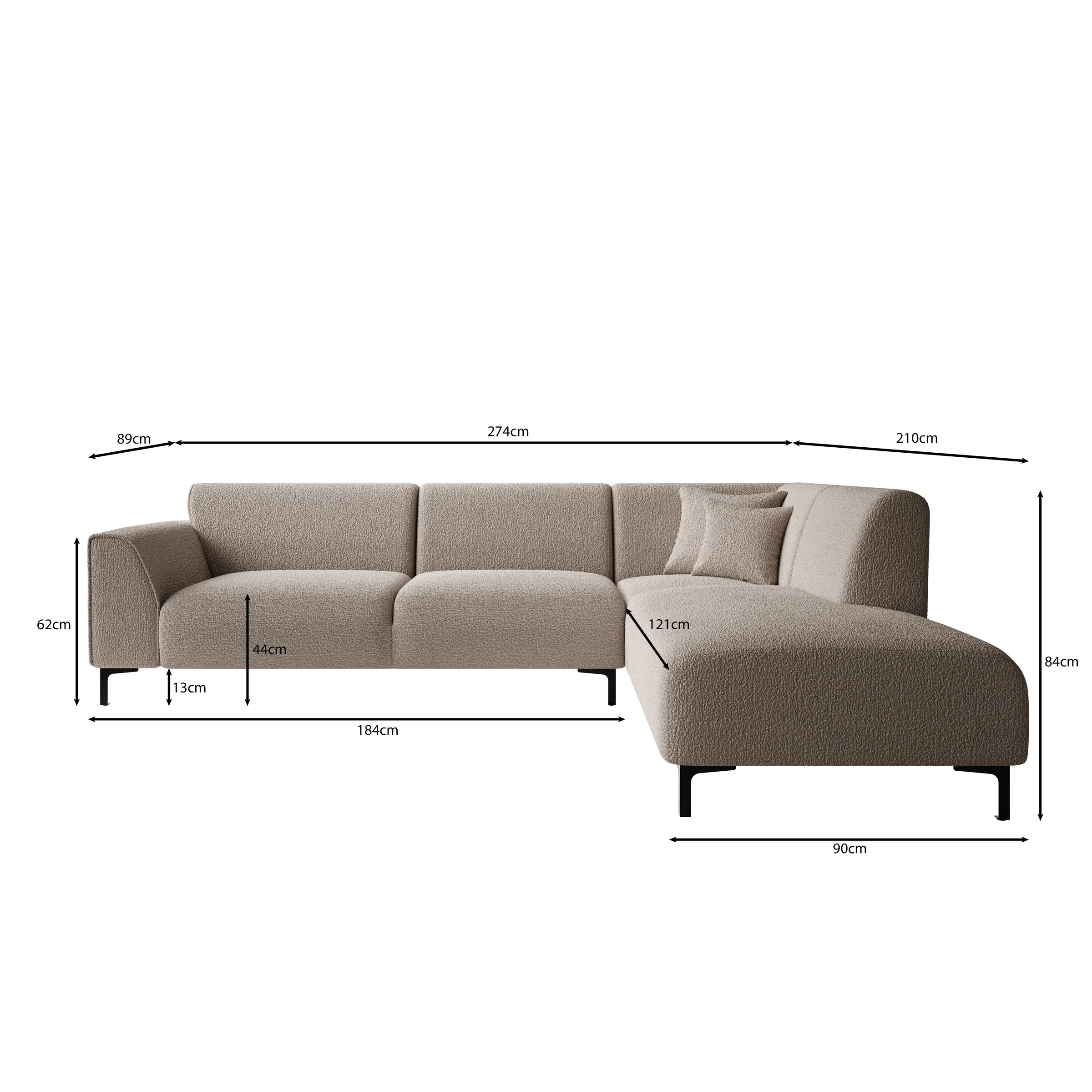 Moana - Hoekbank 4-zits met chaise longue - Teddystof beige - Rechts - Image 4