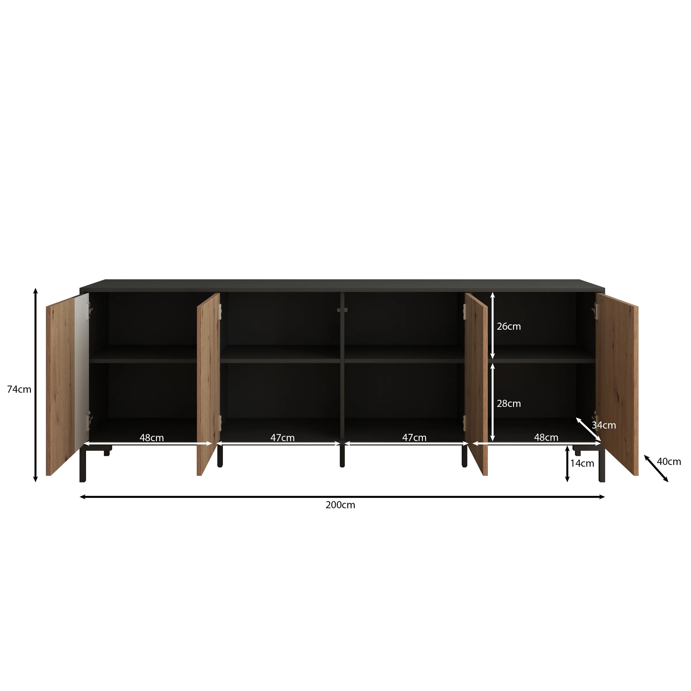 Molina - Dressoir - Eiken - 200x40x74 cm - Image 5