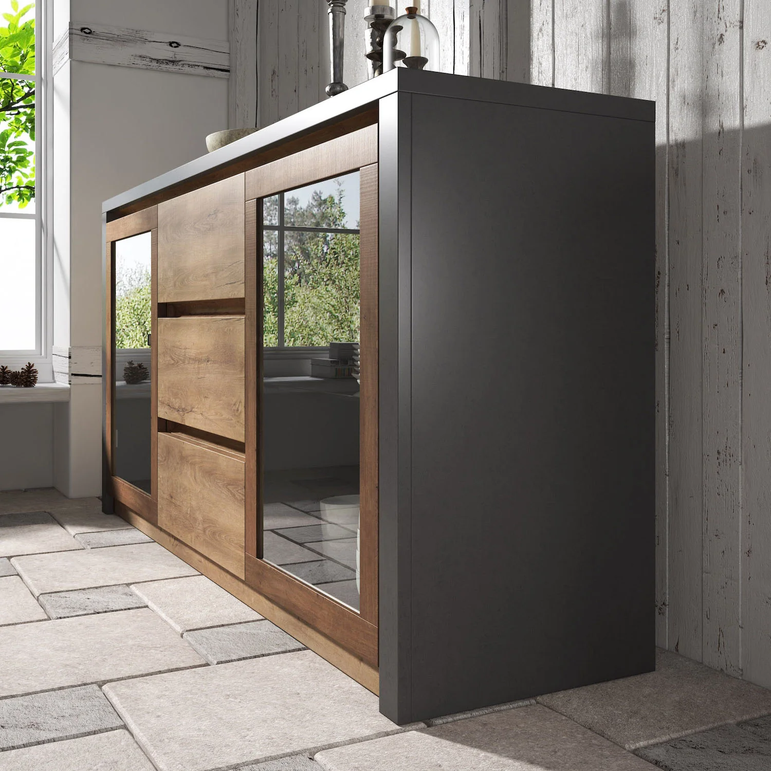 Monaco 2 - Dressoir - Eiken/grijs - 140x43x80 cm - Image 4