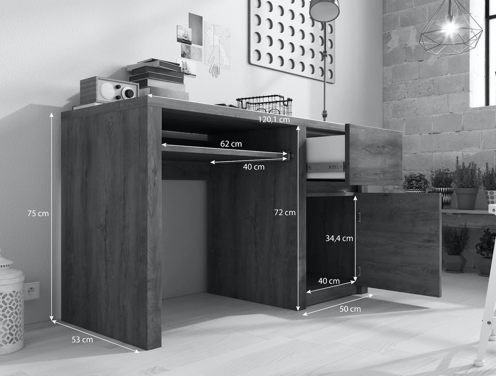 Monaco - Bureau - Eiken - 120x53 cm - Image 3