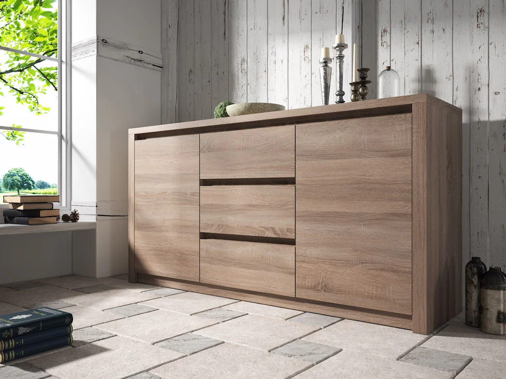 Monaco - Dressoir - Truffel eiken - 140x43x80 cm