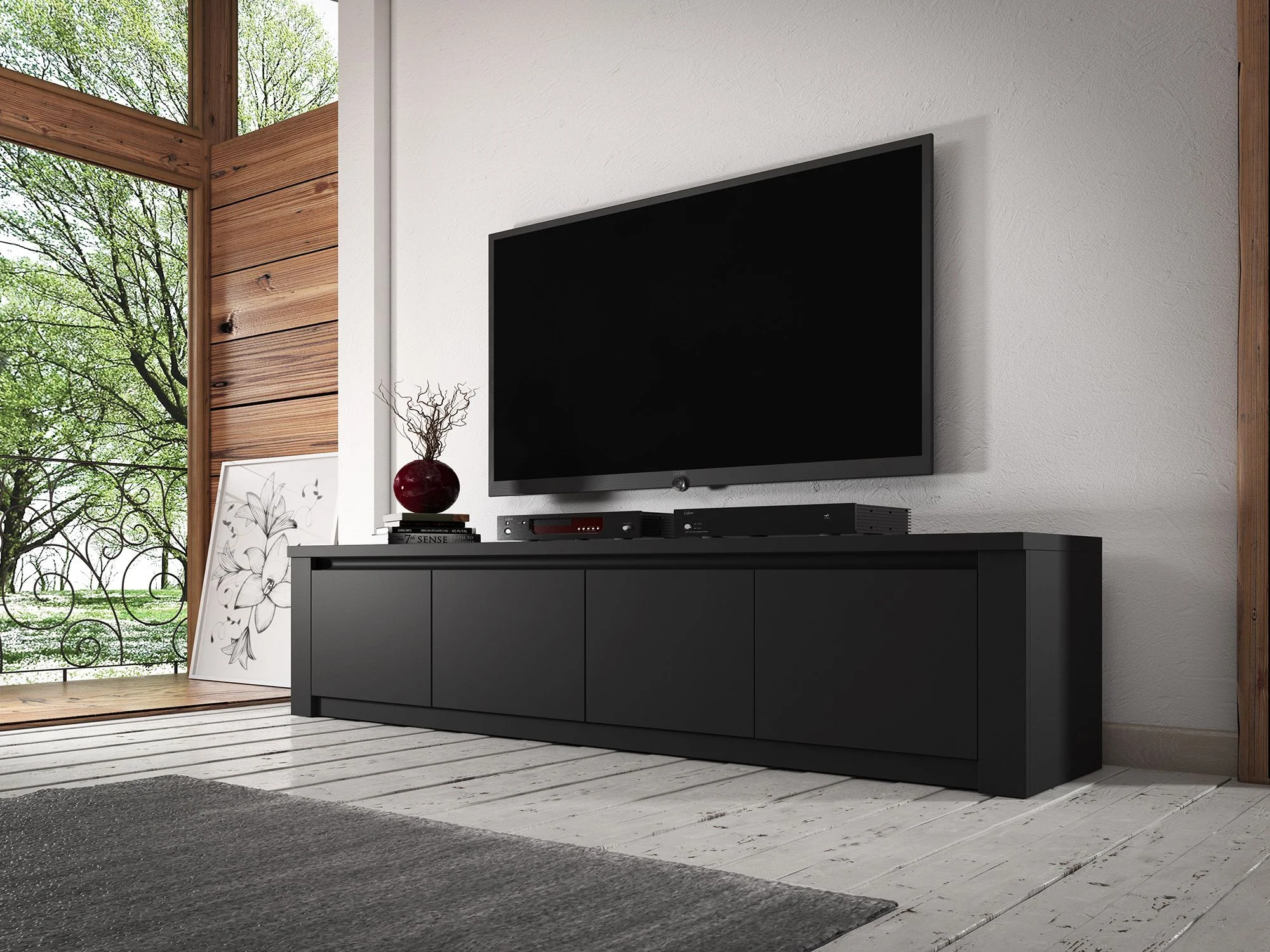 Monaco - TV-Meubel - Mat zwart  - 170 cm