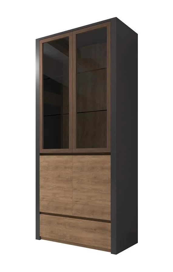 Monaco - Vitrinekast - Eiken/grijs - 90x43x197 cm - Image 6