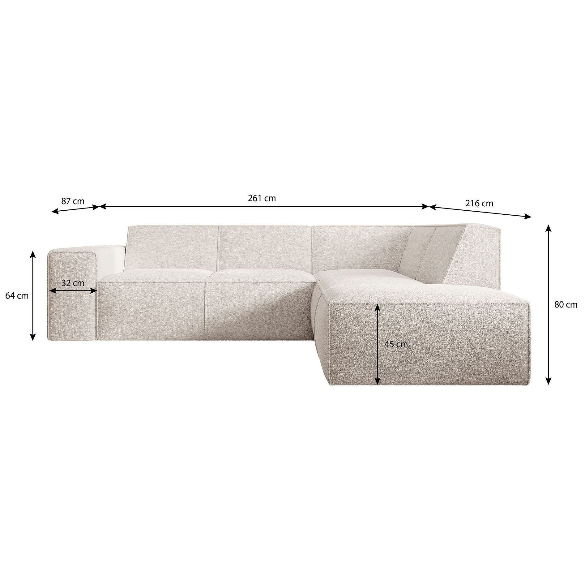 Monet - Hoekbank 4-zits met chaise longue - Kunstleer grijs - Rechts - Image 7