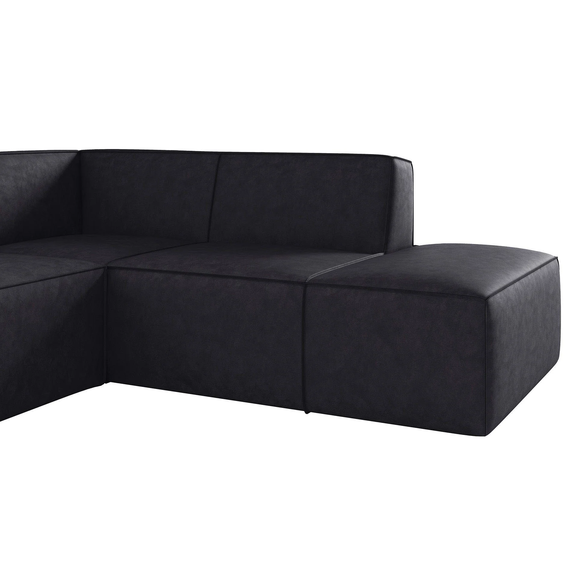 Monet - Hoekbank 4-zits met chaise longue - Kunstleer zwart - Rechts - Image 5