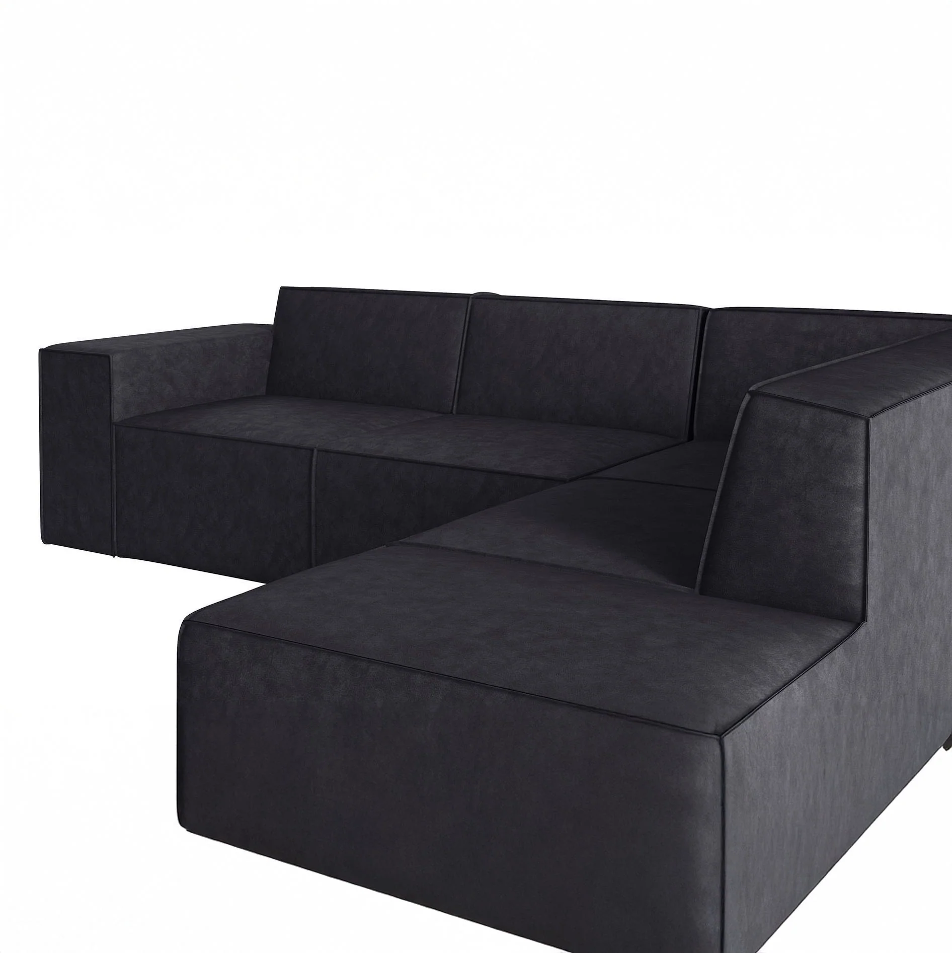 Monet - Hoekbank 4-zits met chaise longue - Kunstleer zwart - Rechts - Image 6