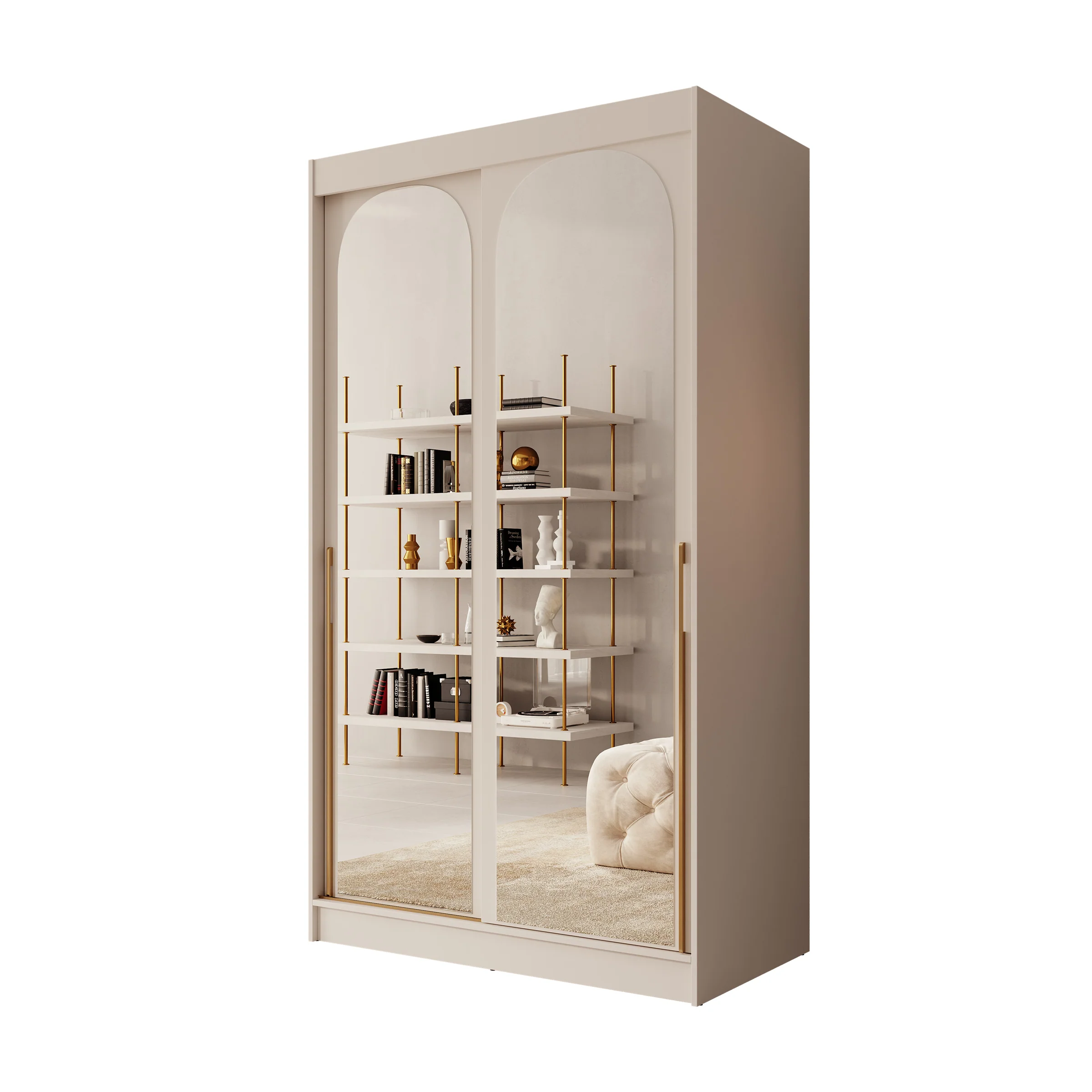 Moniq - Kledingkast met 2 schuifdeuren - Beige - 120x65x215 - Image 6