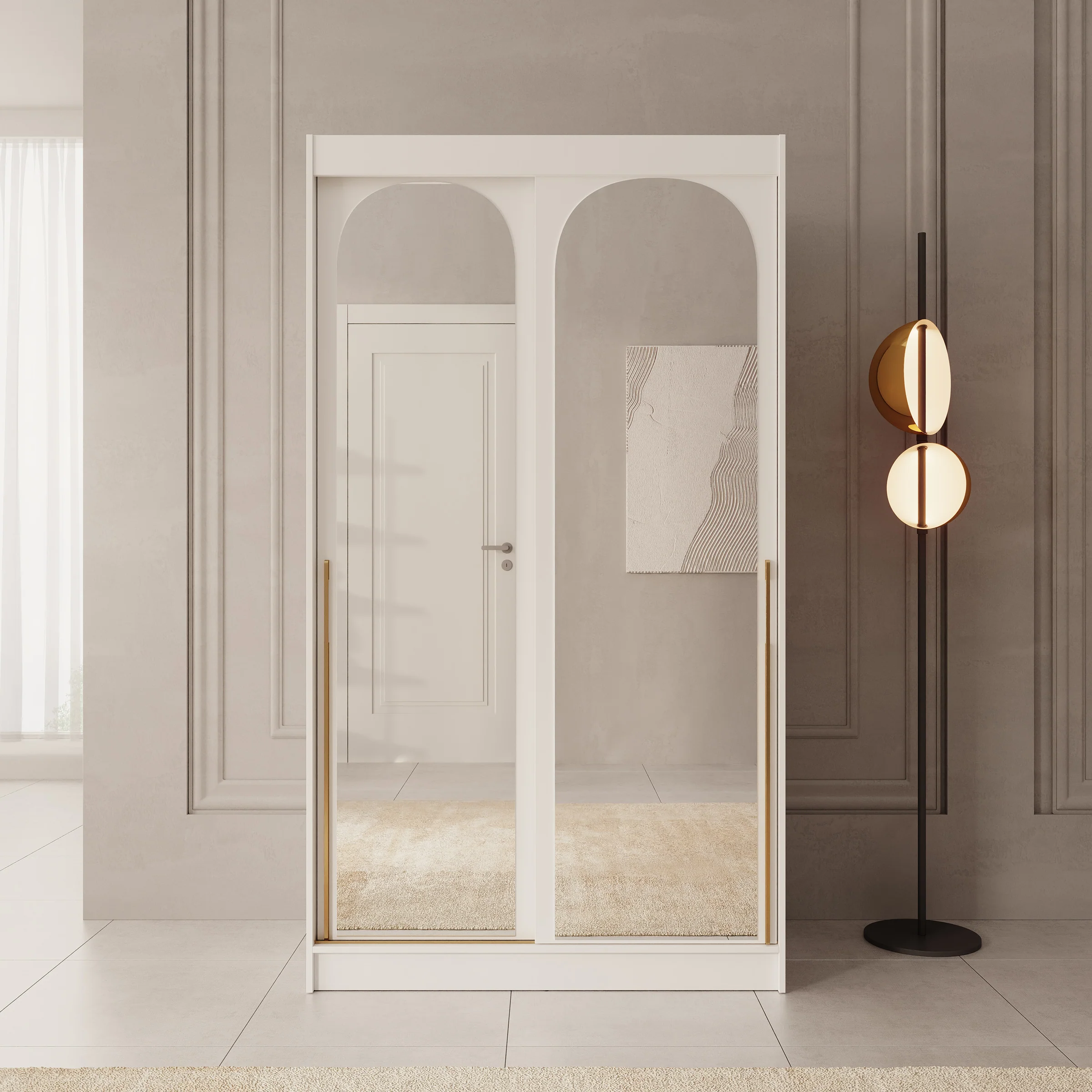 Moniq - Kledingkast met 2 schuifdeuren - Wit - 120x65x215 cm - Image 3