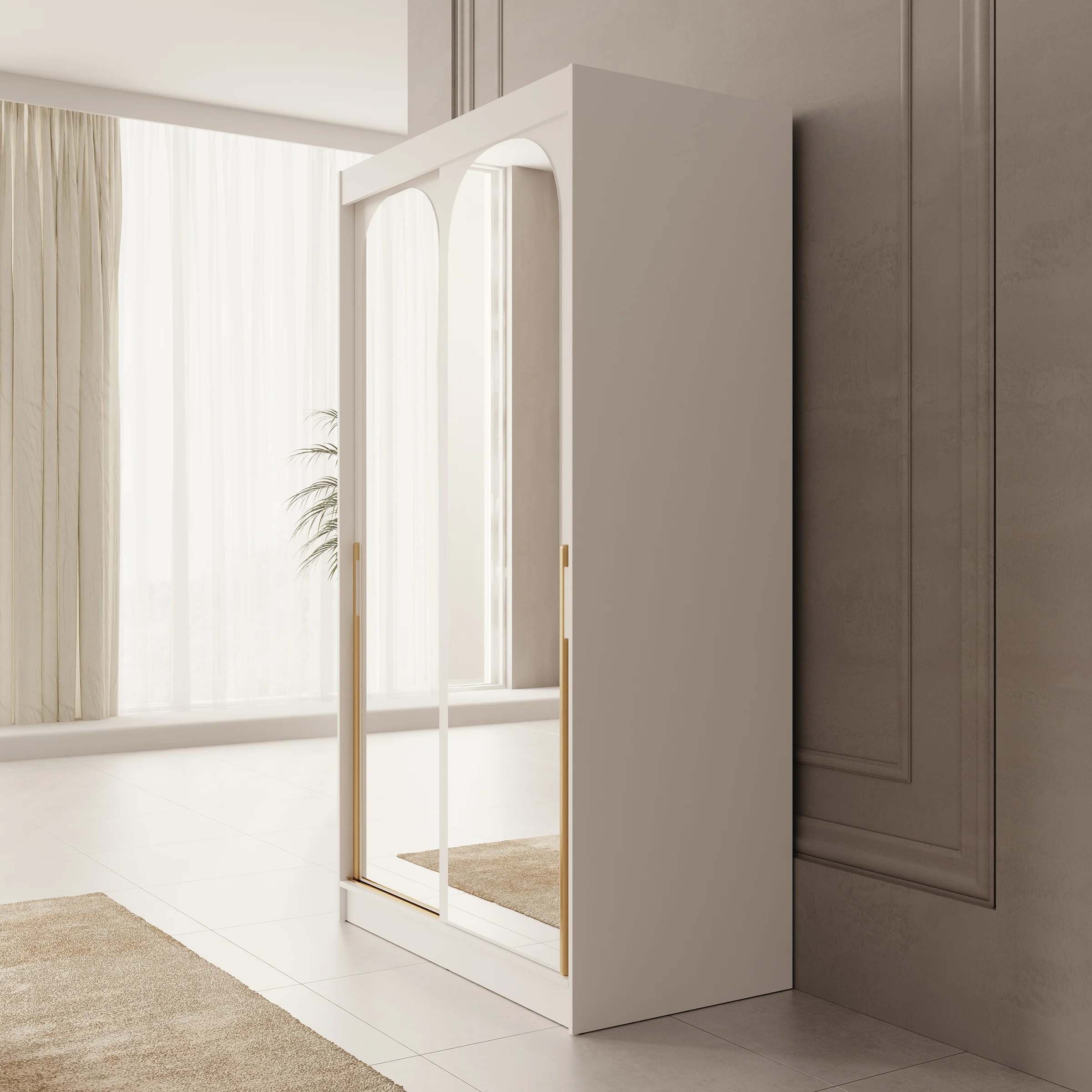 Moniq - Kledingkast met 2 schuifdeuren - Wit - 120x65x215 cm - Image 4