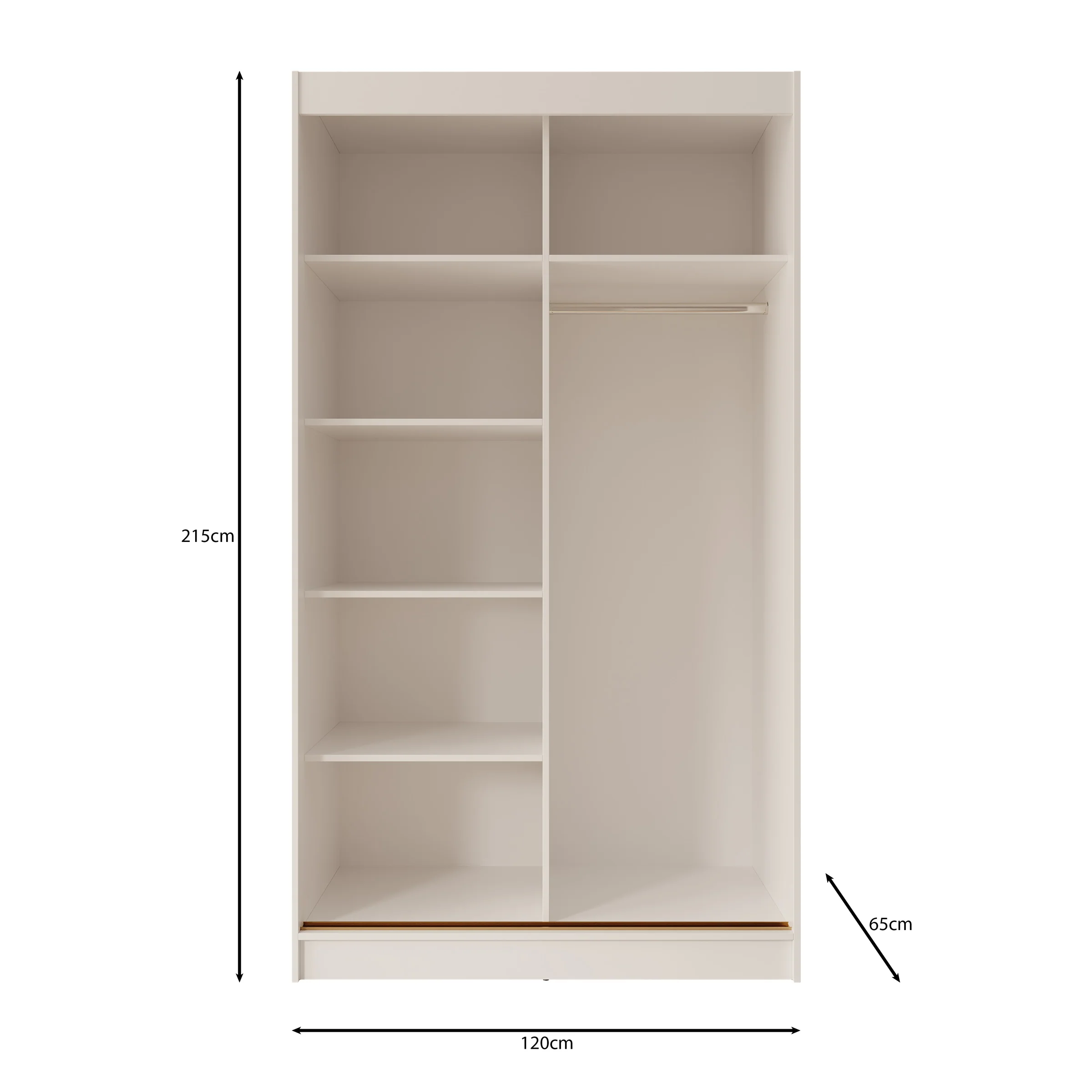 Moniq - Kledingkast met 2 schuifdeuren - Wit - 120x65x215 cm - Image 5