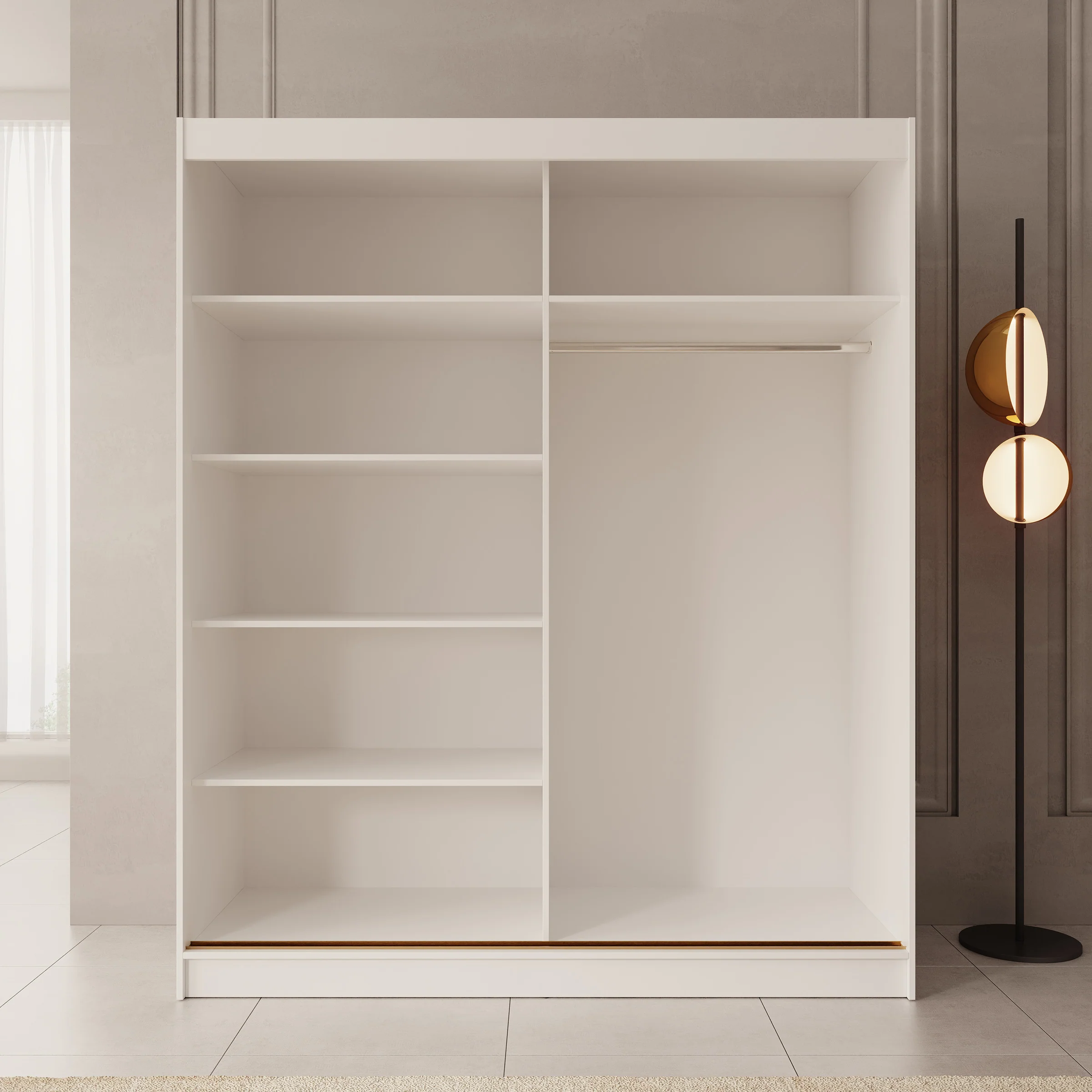Moniq - Kledingkast met 2 schuifdeuren - Wit - 180x65x215 cm - Image 2