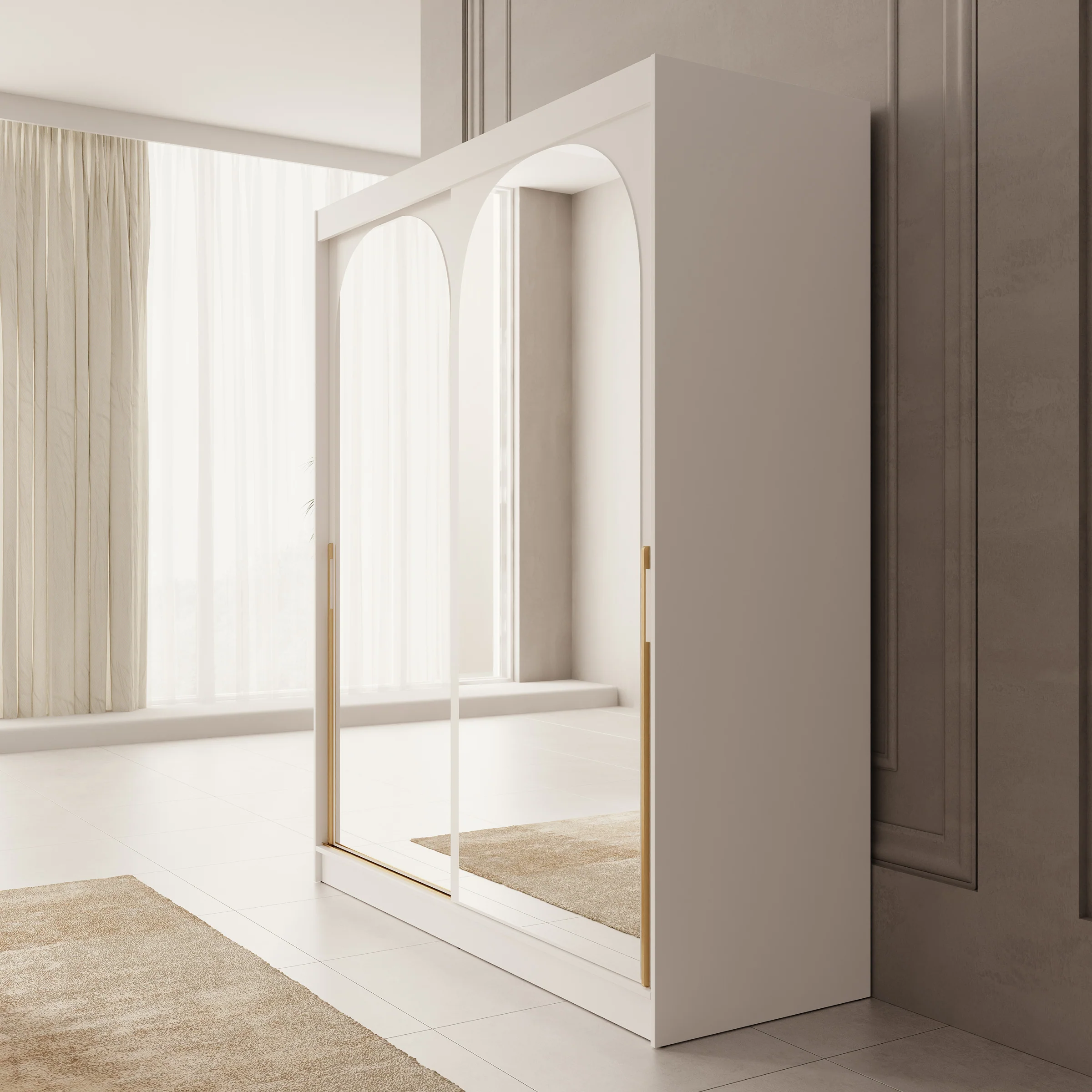 Moniq - Kledingkast met 2 schuifdeuren - Wit - 180x65x215 cm - Image 4