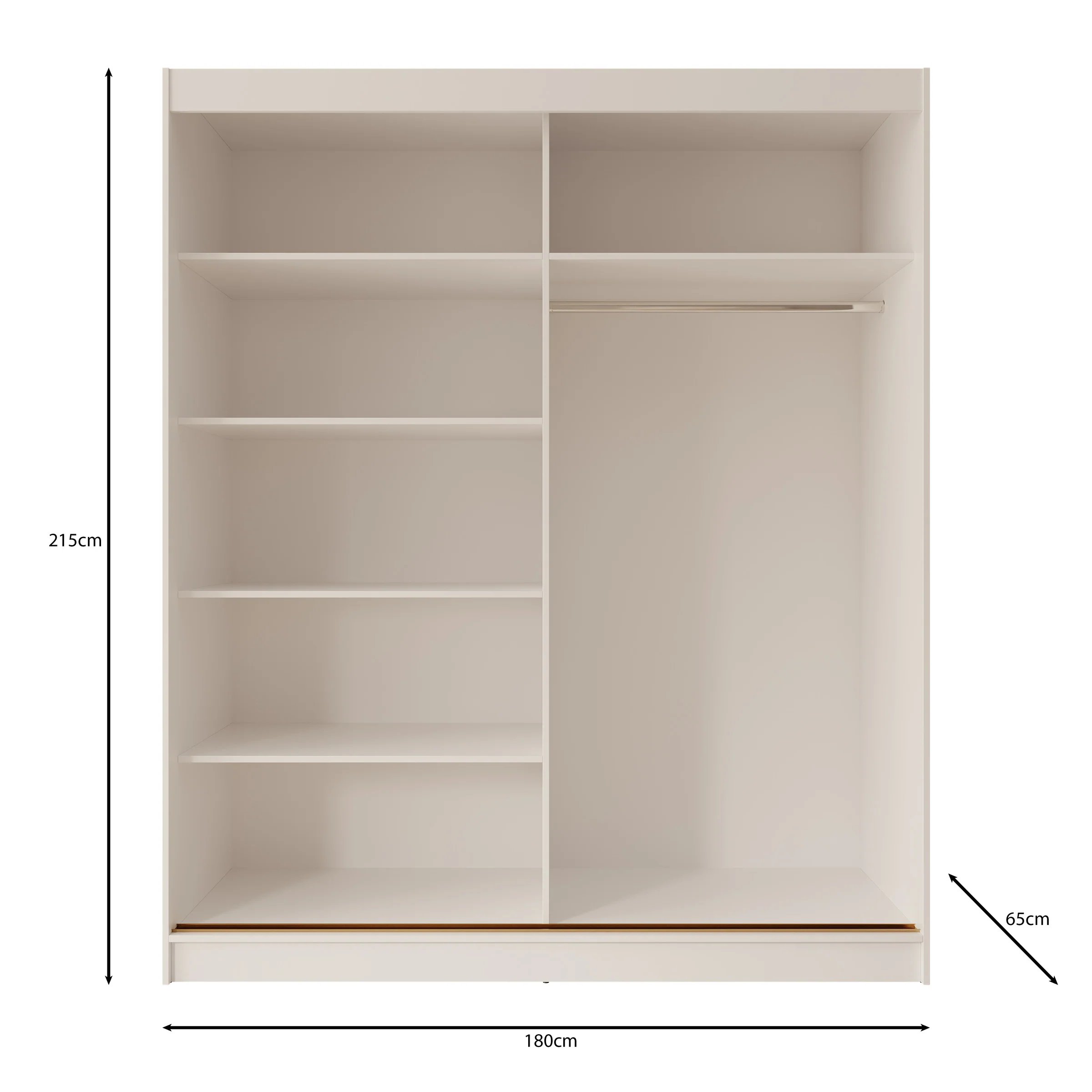 Moniq - Kledingkast met 2 schuifdeuren - Wit - 180x65x215 cm - Image 5
