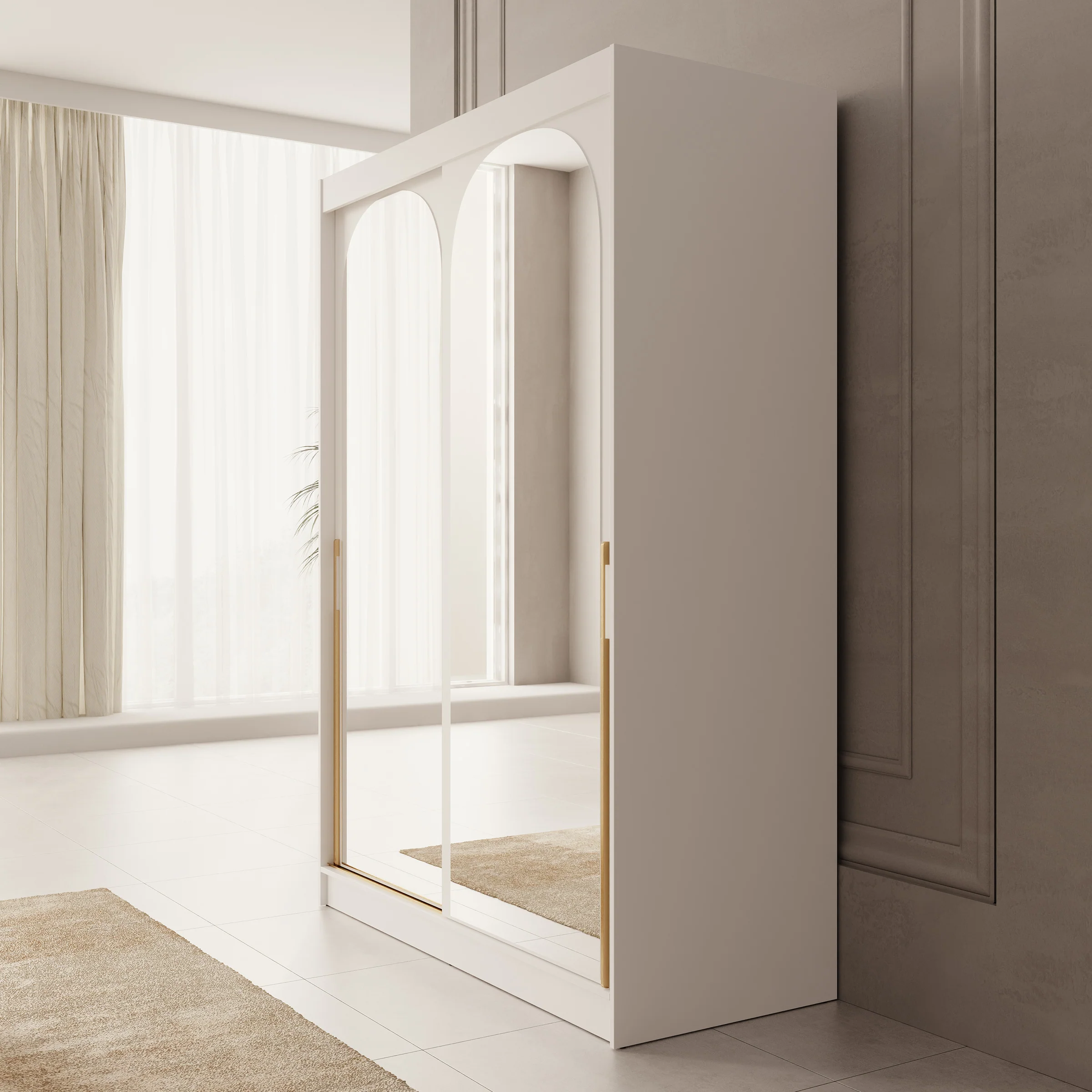 Moniq - Kledingkast met schuifdeuren - Wit - 150x65x215 cm - Image 4