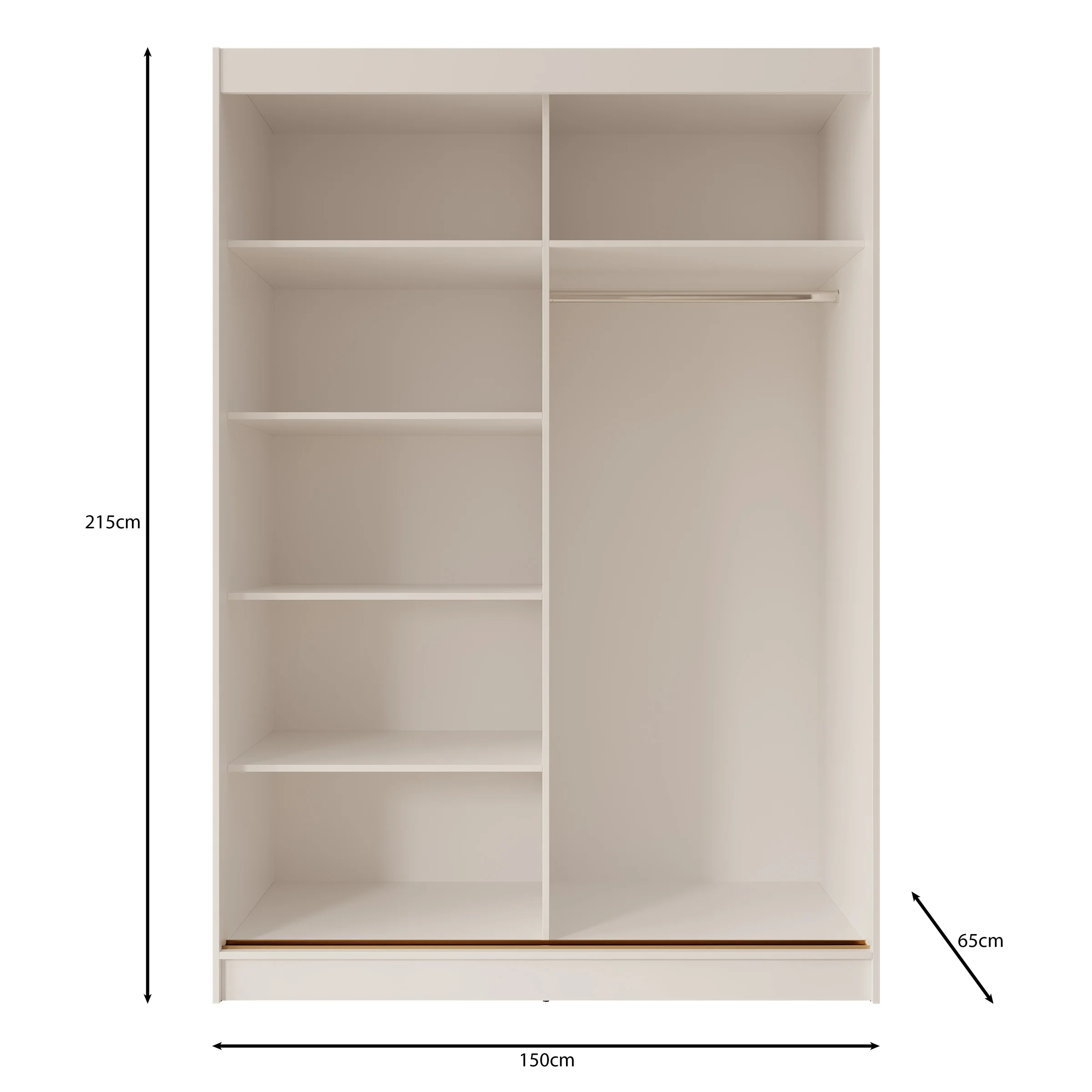 Moniq - Kledingkast met schuifdeuren - Wit - 150x65x215 cm - Image 5