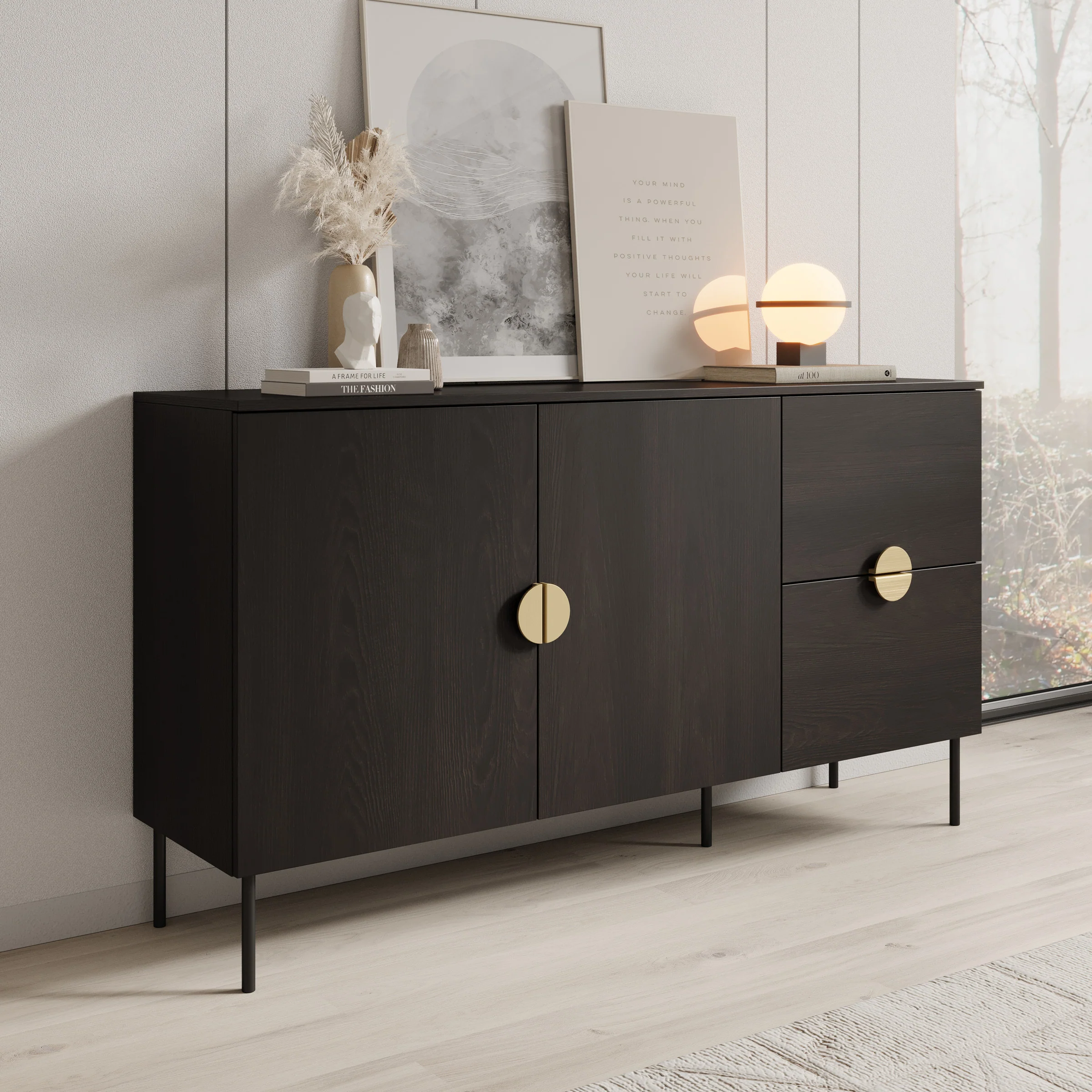 Monor - Dressoir - Zwart - 160x40x88 cm - 160x40x88 c,