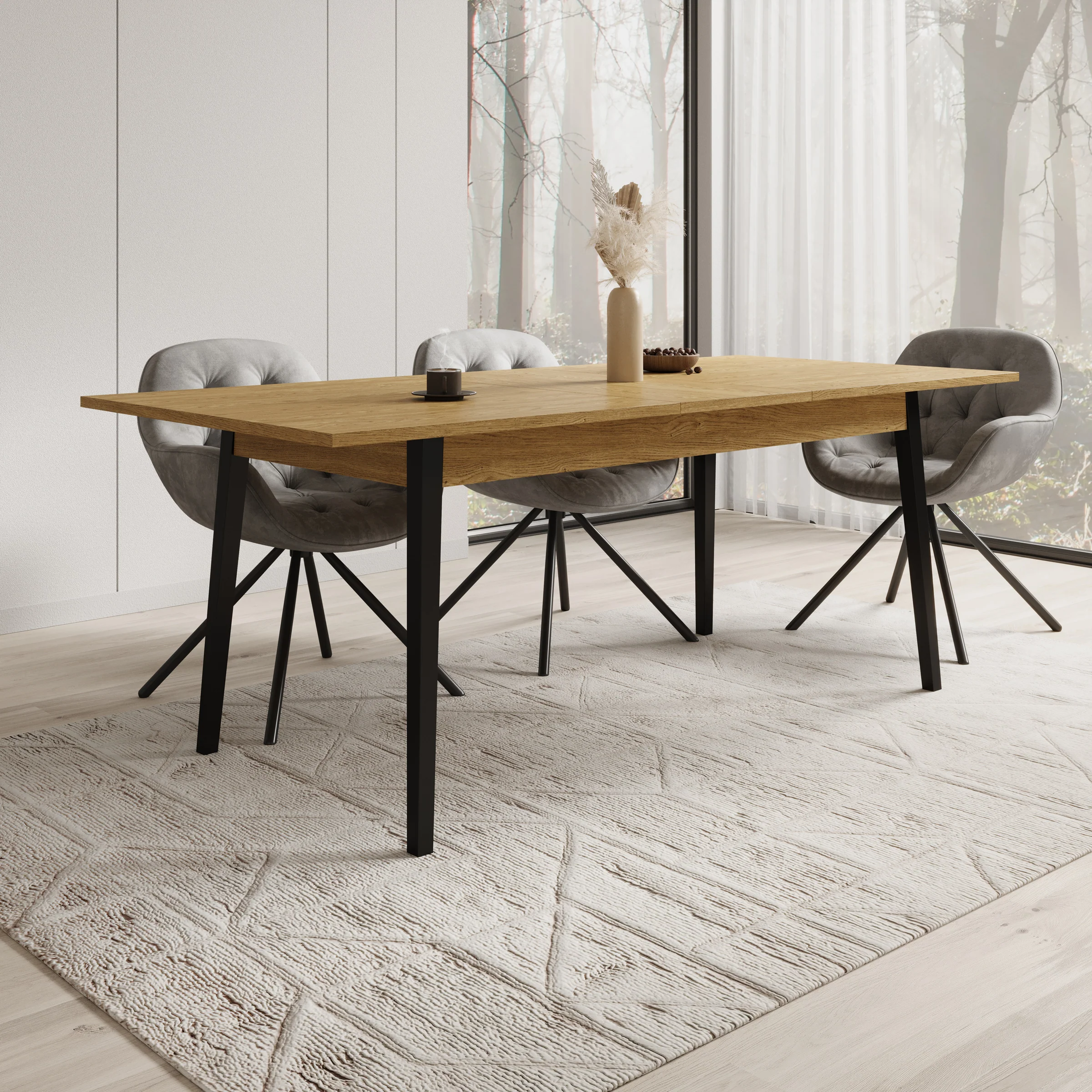 Monor - Eetkamertafel - Eiken - 200x90x76 cm
