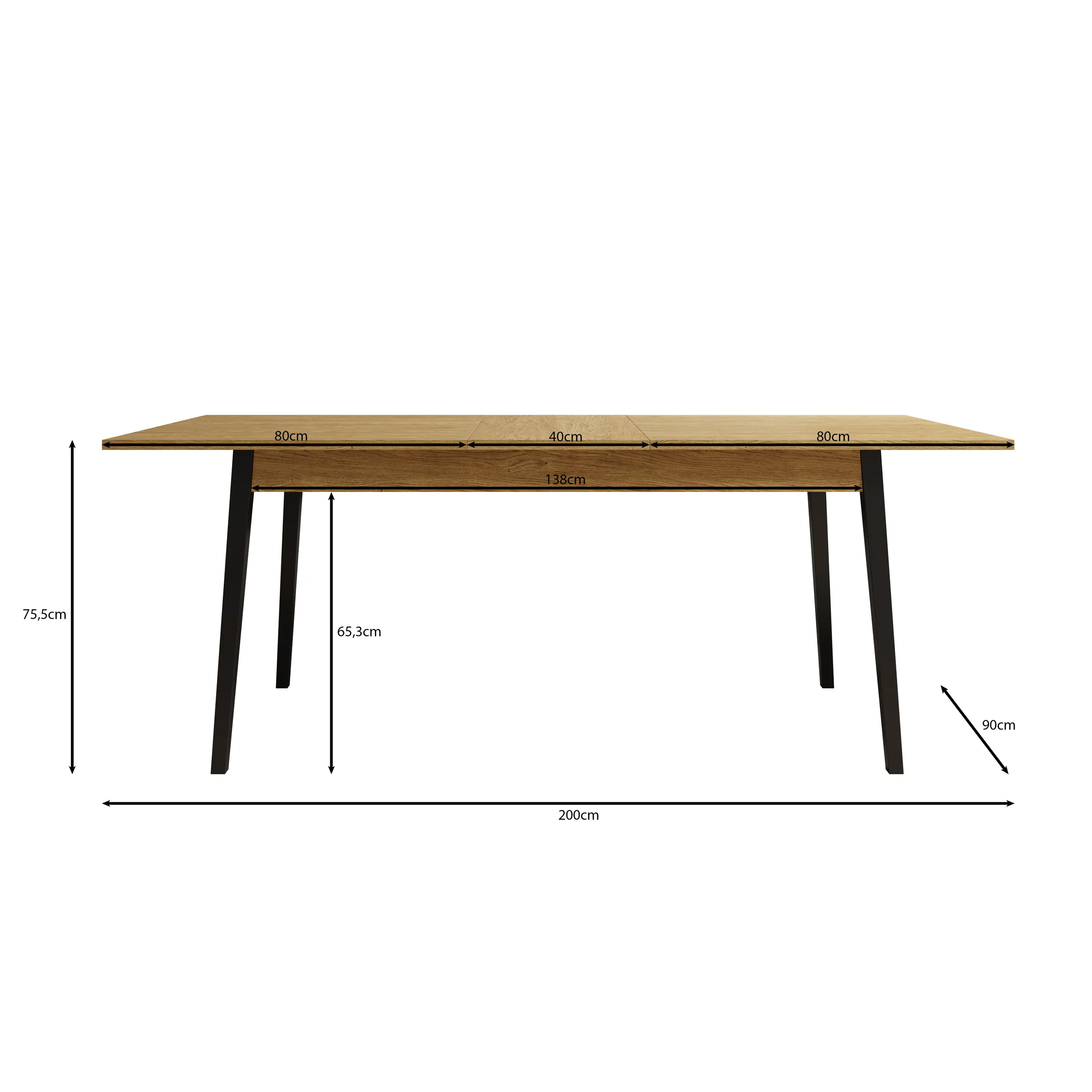 Monor - Eetkamertafel - Zwart - 200x90x76 cm - Image 4