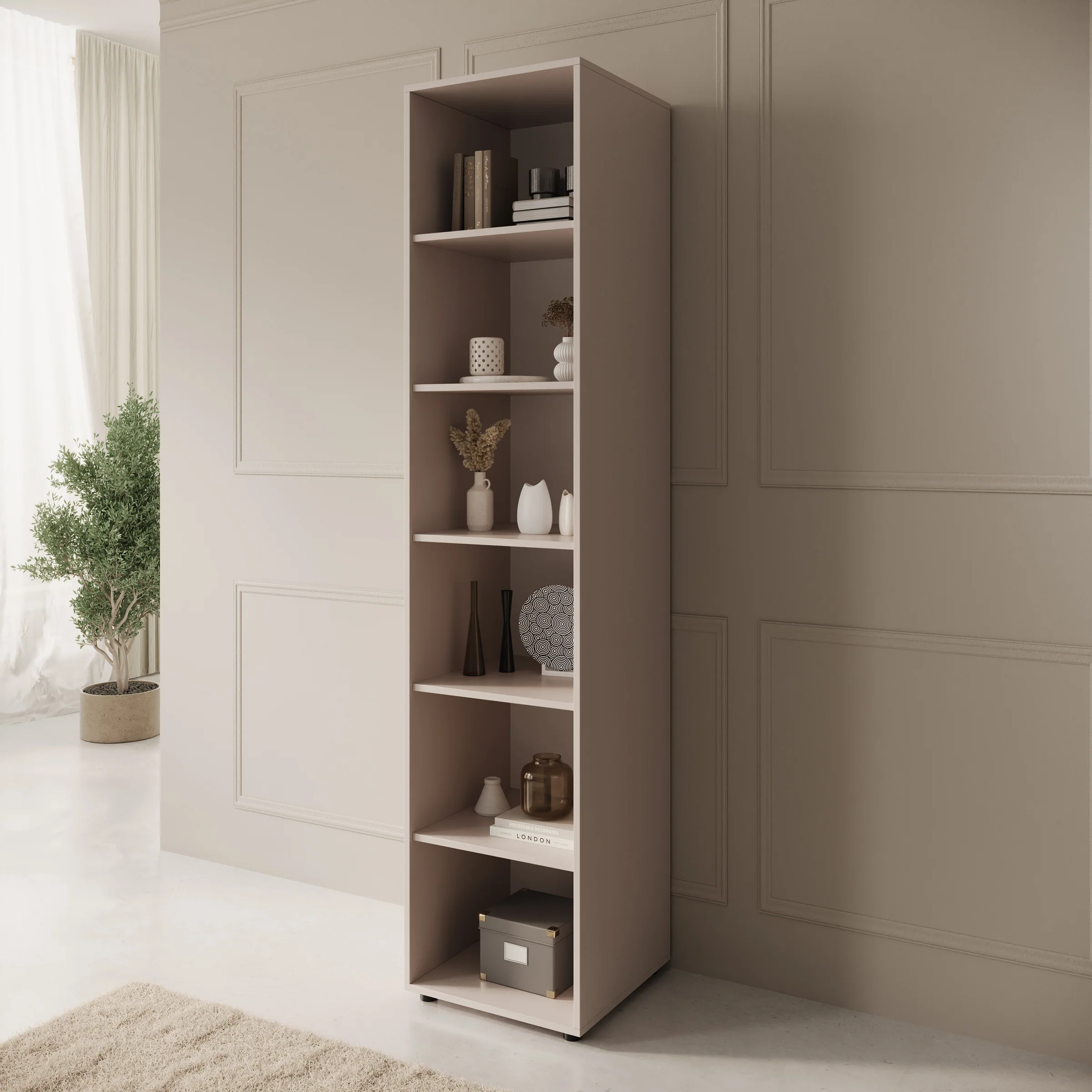 Montalo - Boekenkast - Beige - 45x45x206 cm