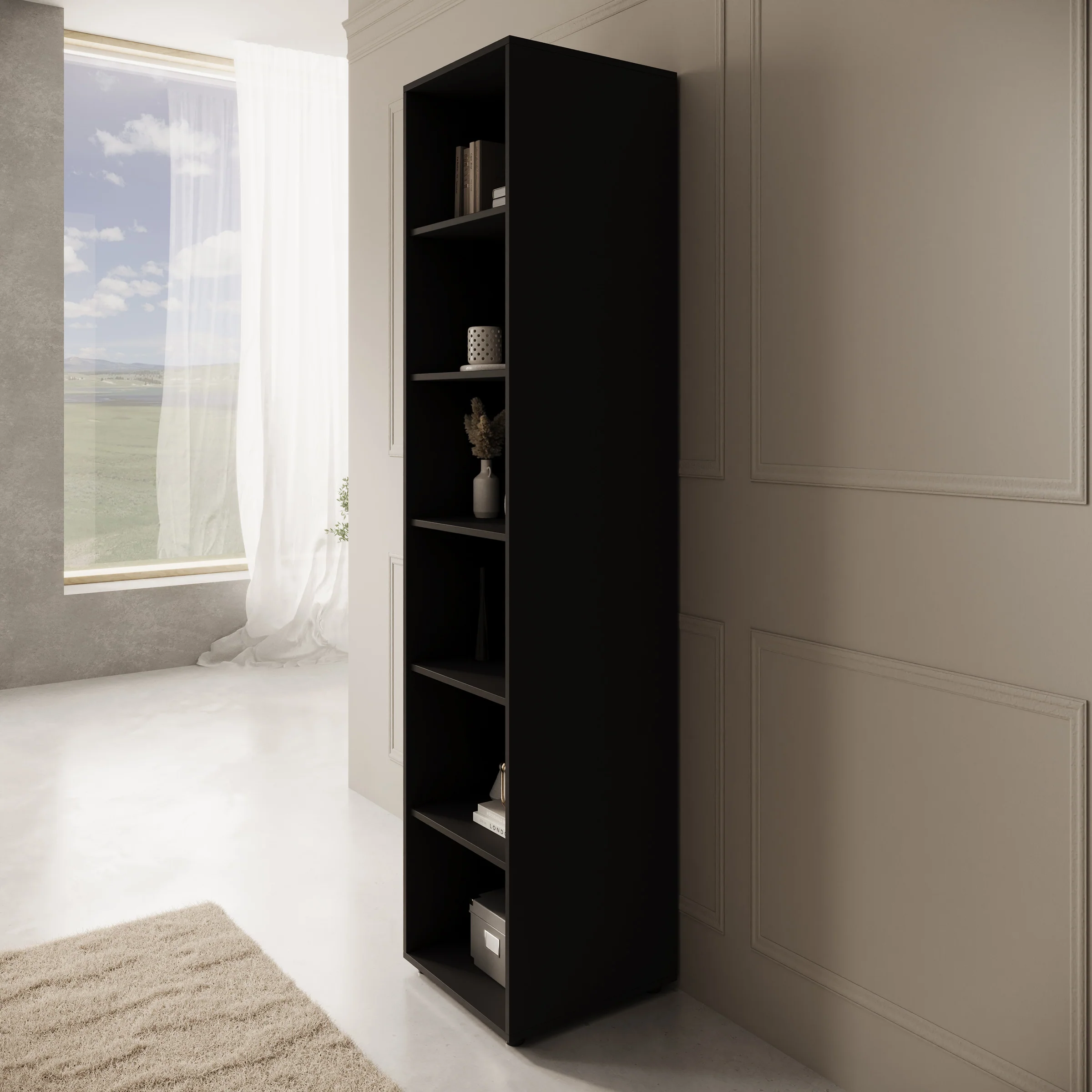 Montalo - Boekenkast - Zwart - 45x45x206 cm - Image 3