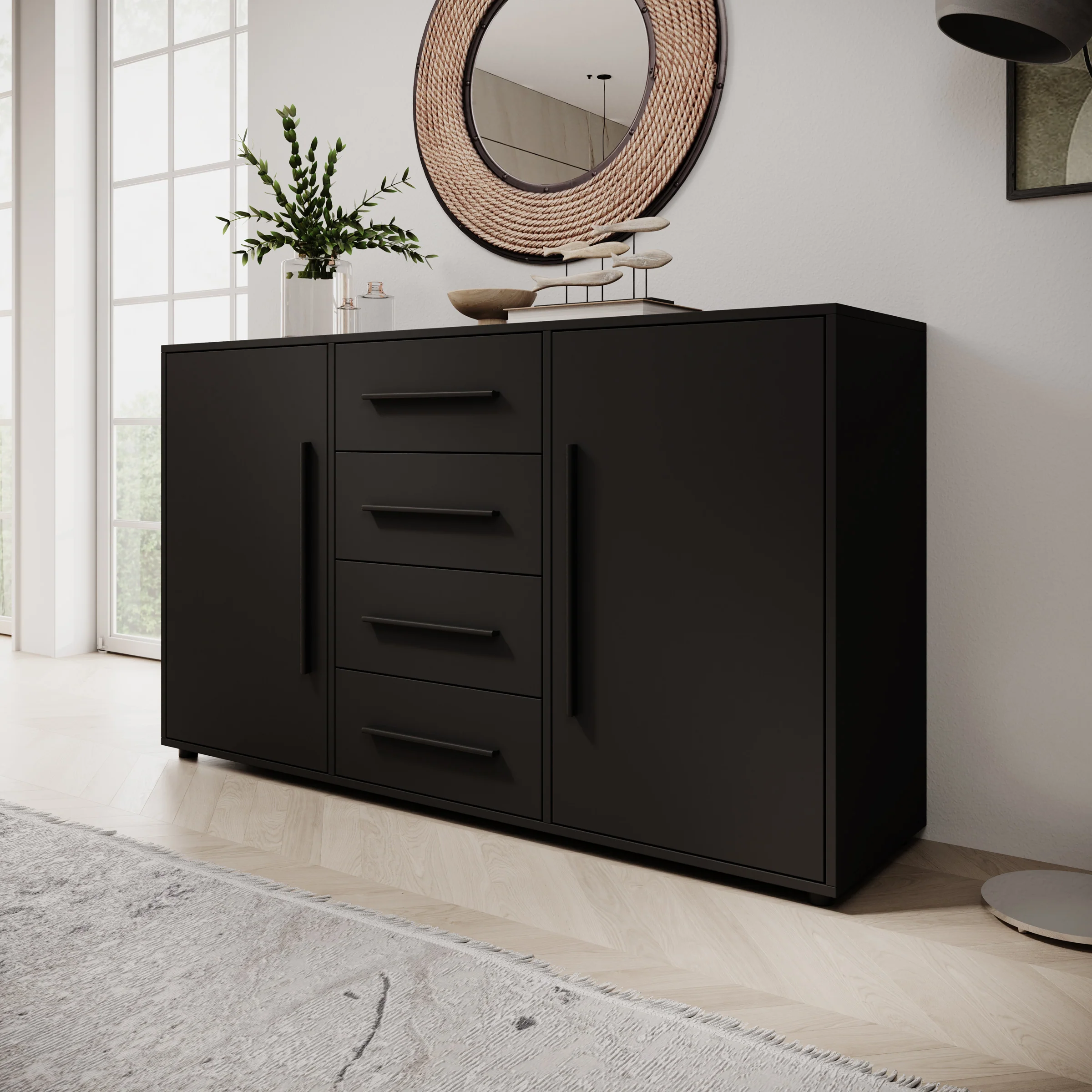 Montalo - Dressoir - Zwart - 150x40x87 cm