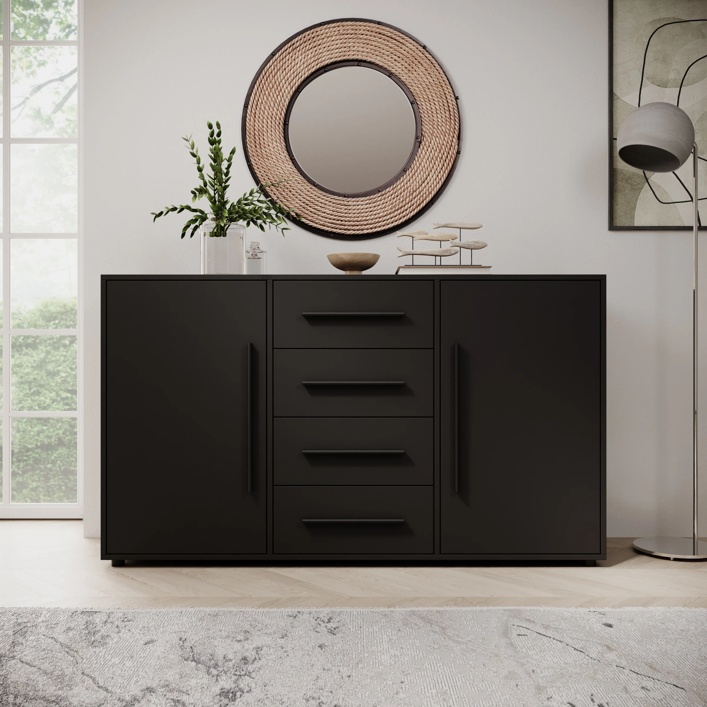 Montalo - Dressoir - Zwart - 150x40x87 cm - Image 3