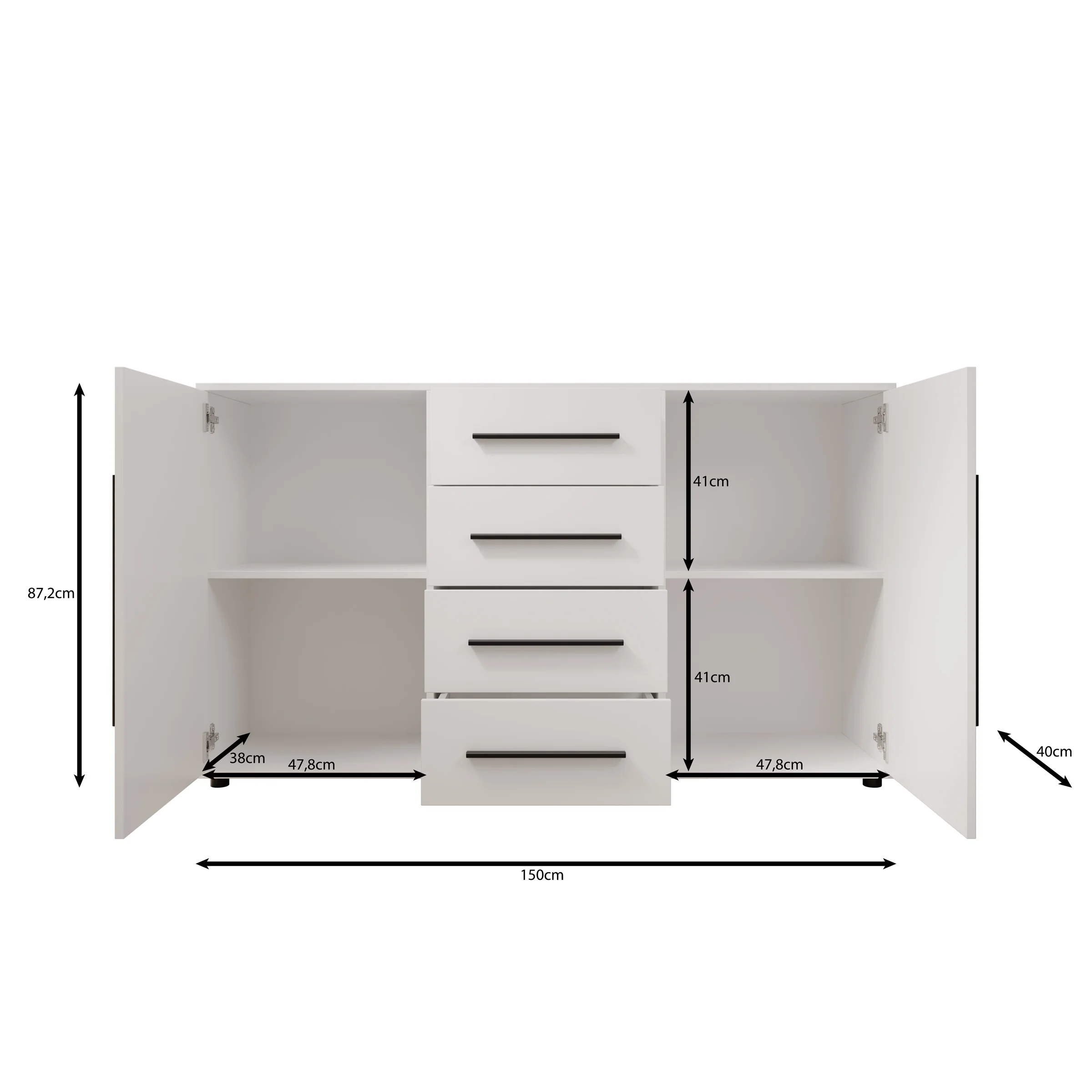 Montalo - Dressoir - Zwart - 150x40x87 cm - Image 6