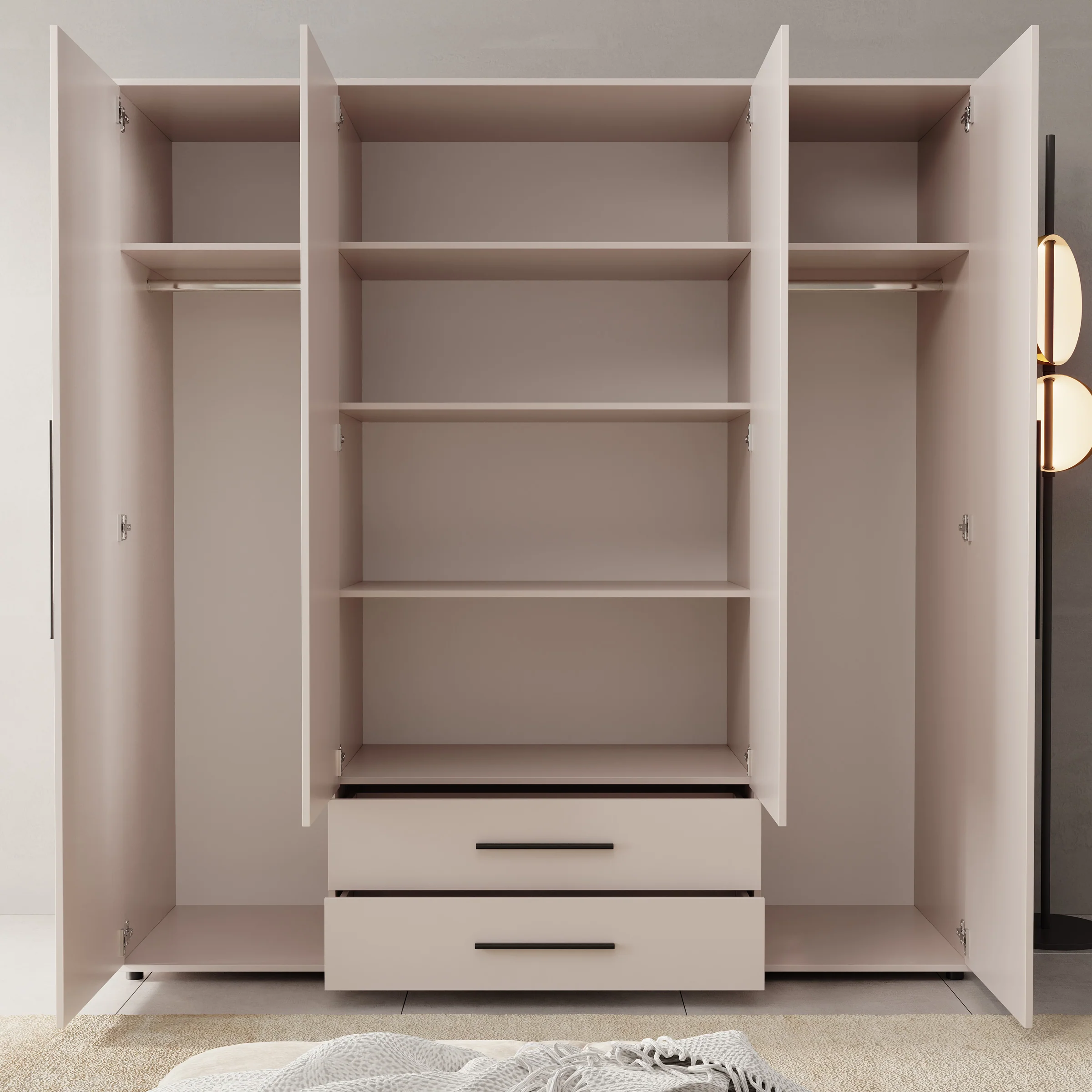 Montalo - Kledingkast 4-deurs - Beige - 198x59x206 cm - Image 2