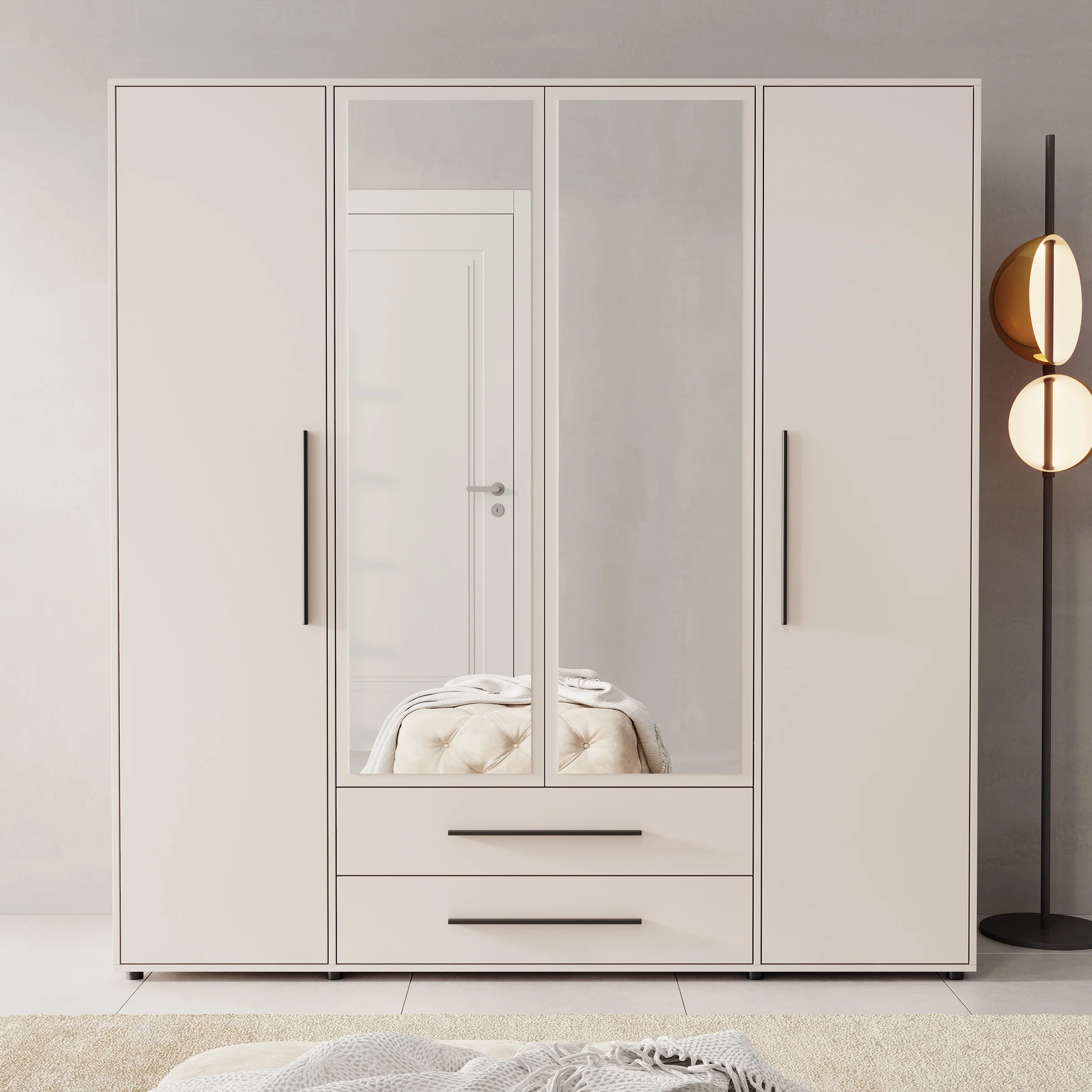 Montalo - Kledingkast 4-deurs - Beige - 198x59x206 cm - Image 3