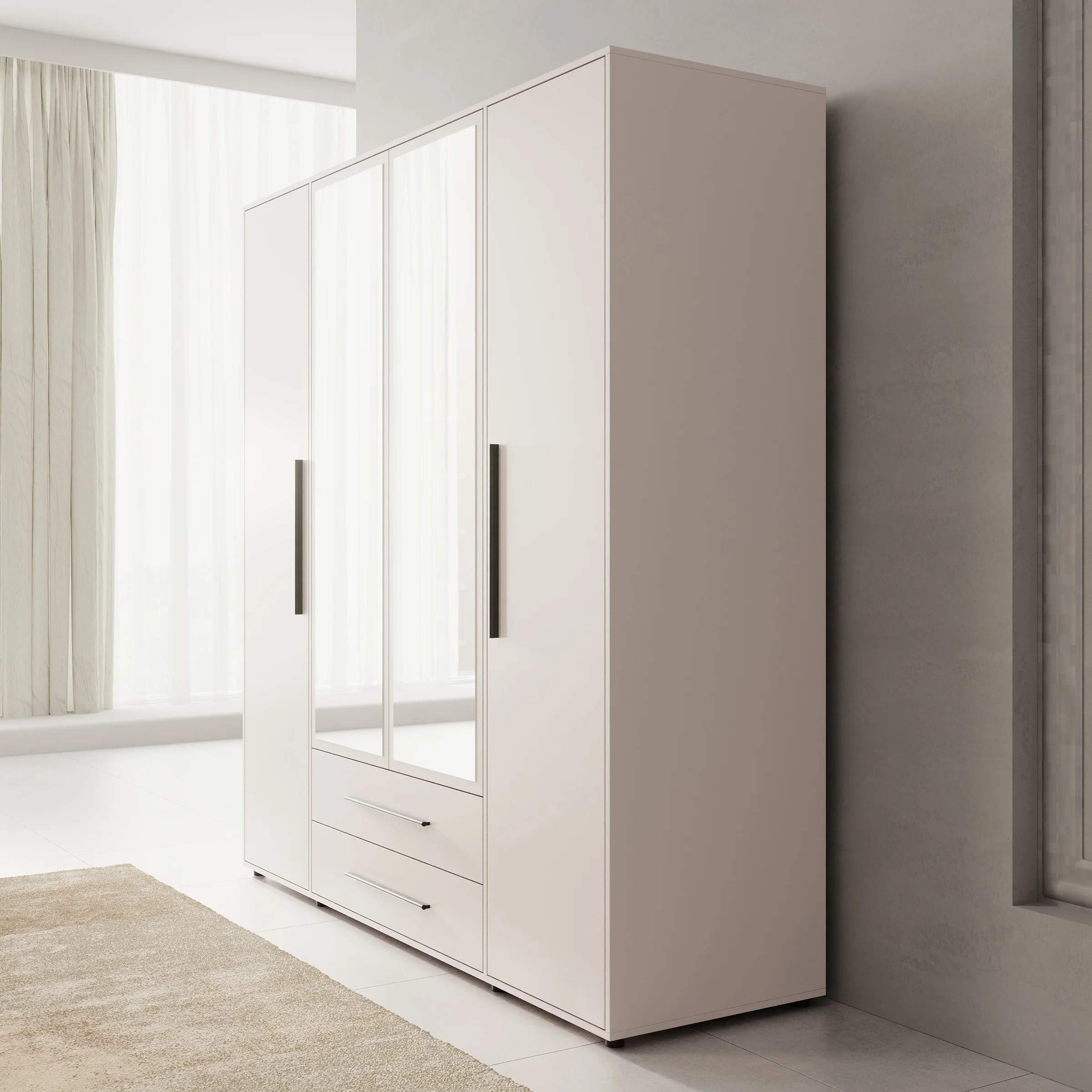 Montalo - Kledingkast 4-deurs - Beige - 198x59x206 cm - Image 4