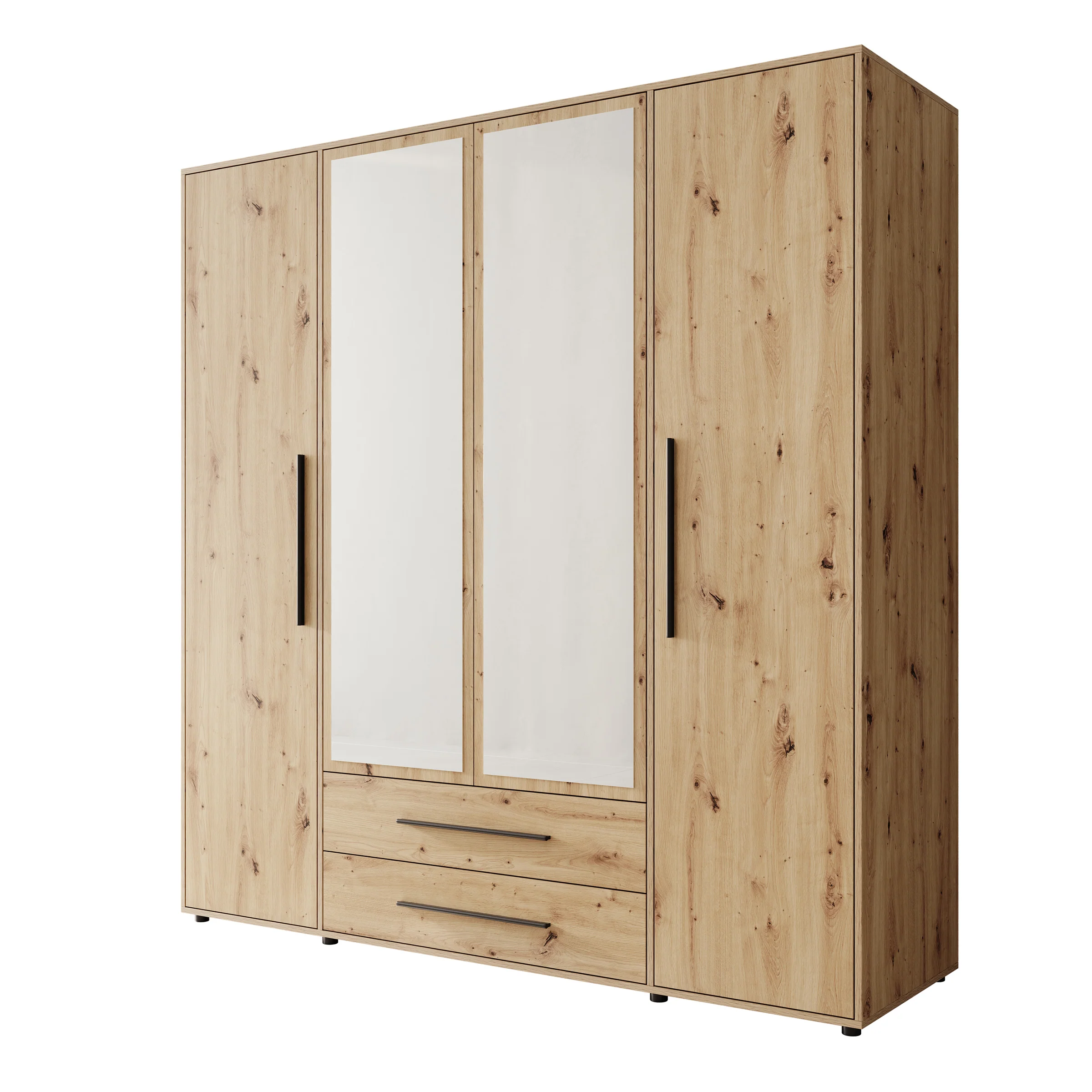 Montalo - Kledingkast 4-deurs - Eikenpatroon - 198x59x206 cm - Image 6