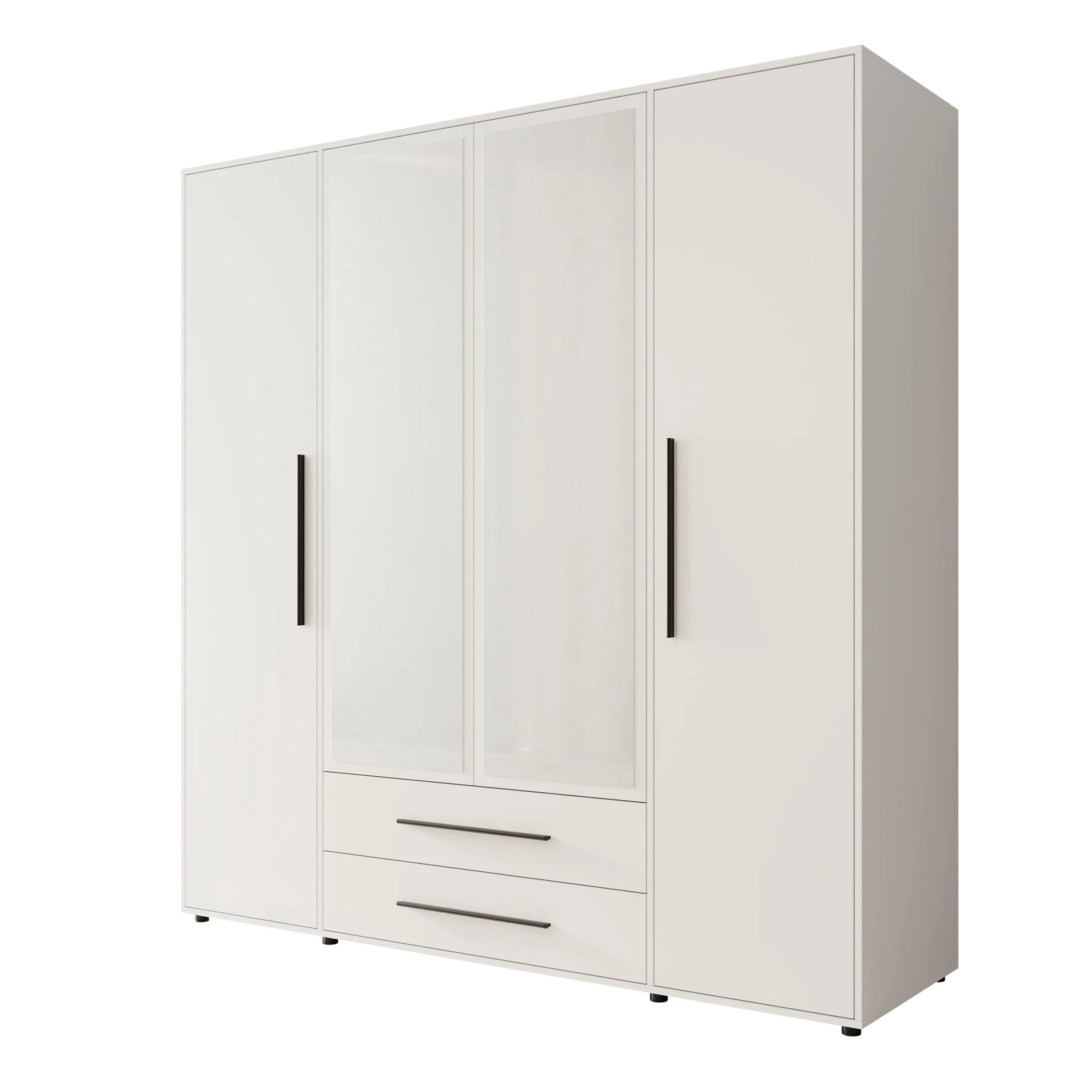 Montalo - Kledingkast 4-deurs - Wit - 198x59x206 cm - Image 6