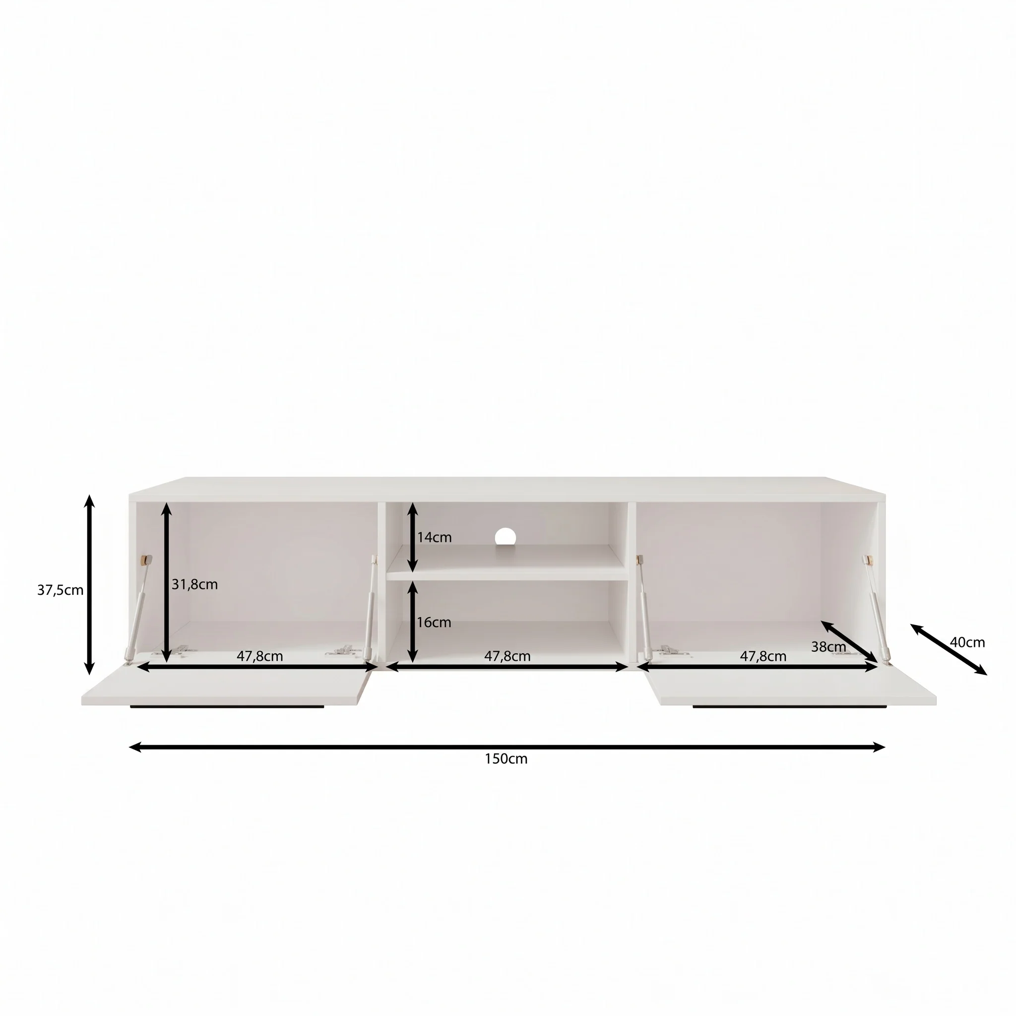 Montalo - TV-Meubel - Beige - 150x40x38 cm - Image 6