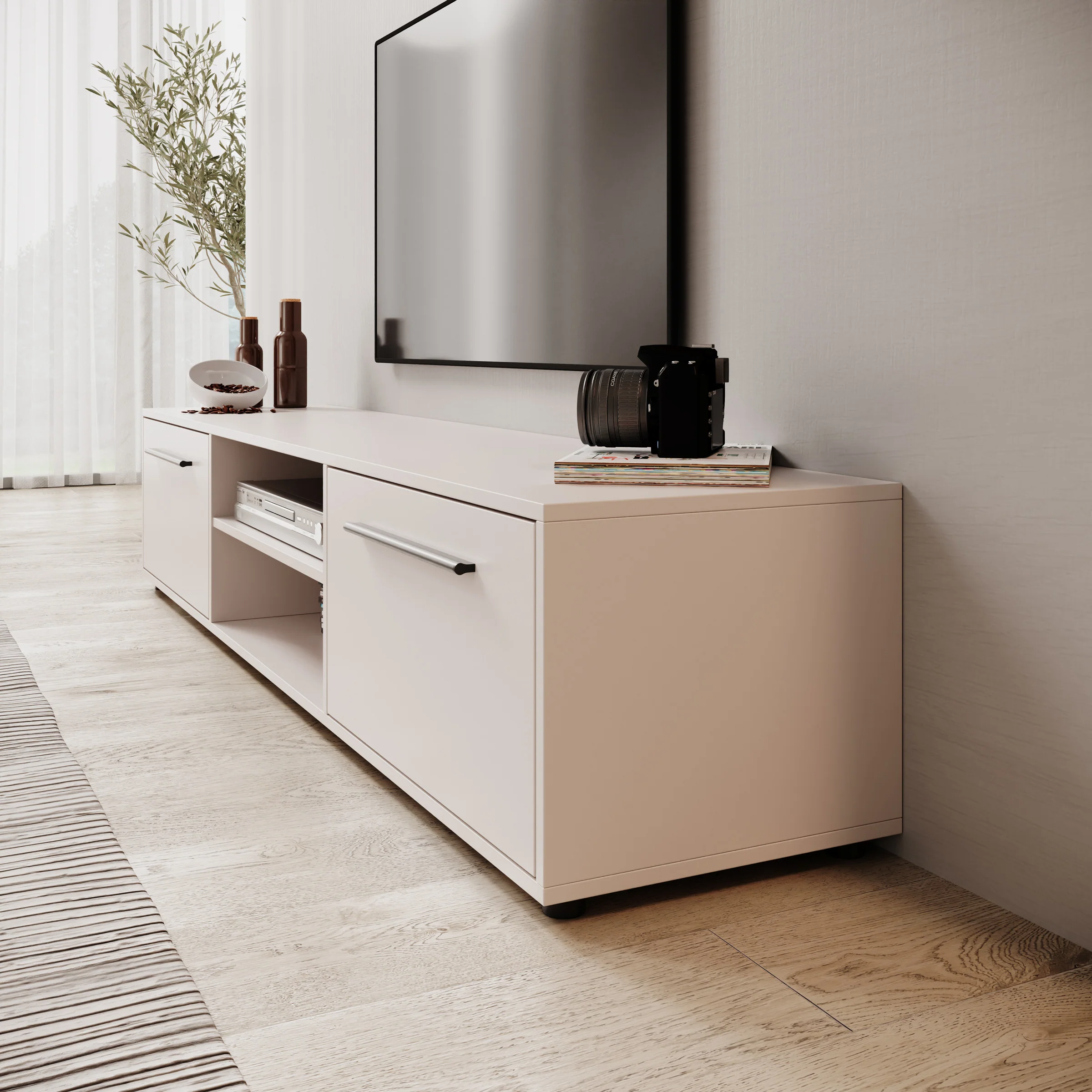 Montalo - TV-Meubel - Beige - 190x40x38 cm - Image 4