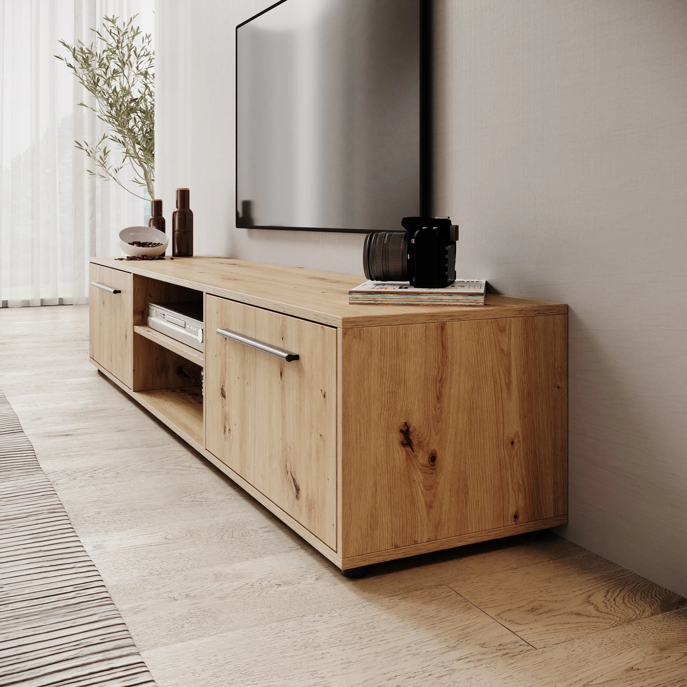 Montalo - TV-Meubel - Eikenpatroon - 190x40x38 cm - Image 4