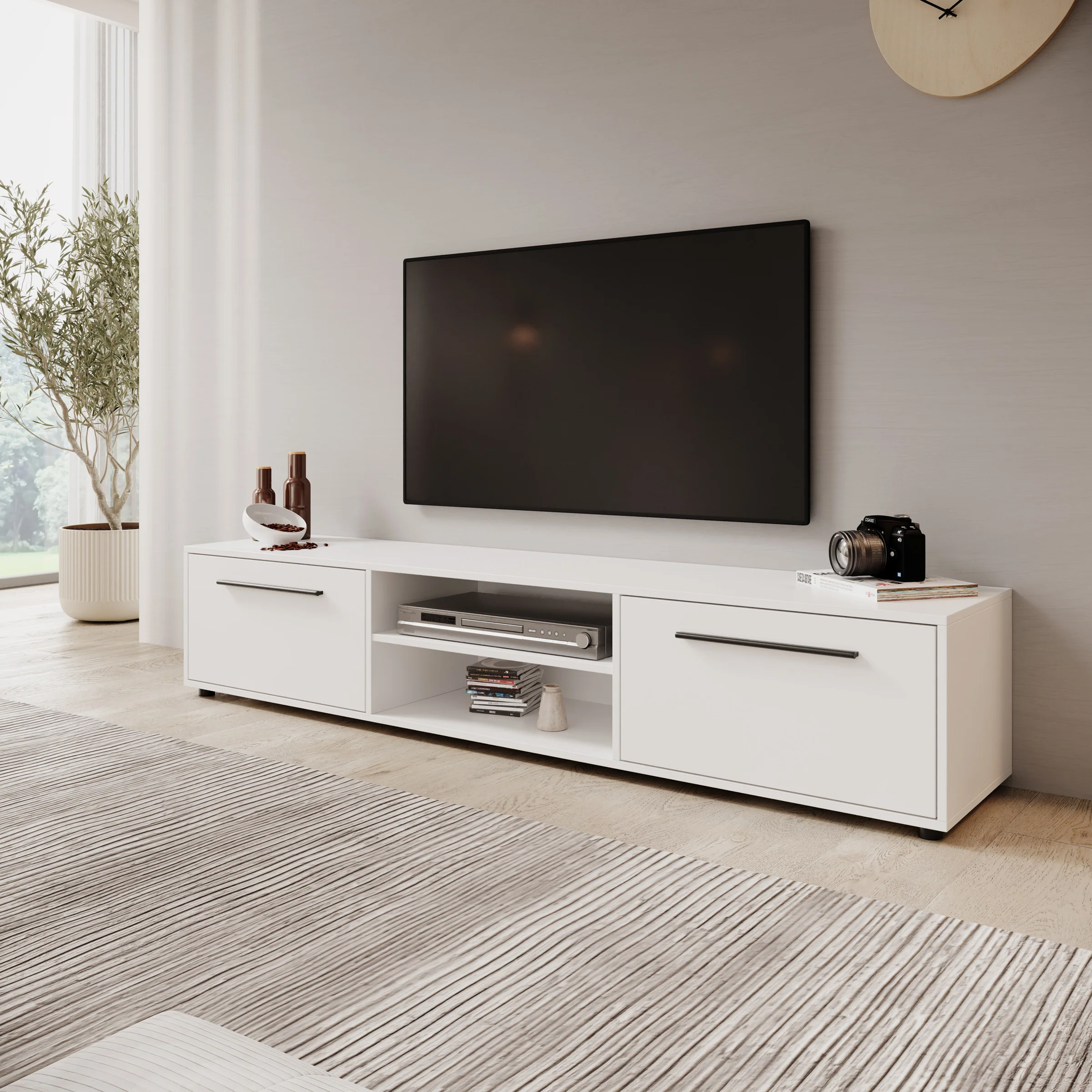 Montalo - TV-Meubel - Wit - 190x40x38 cm