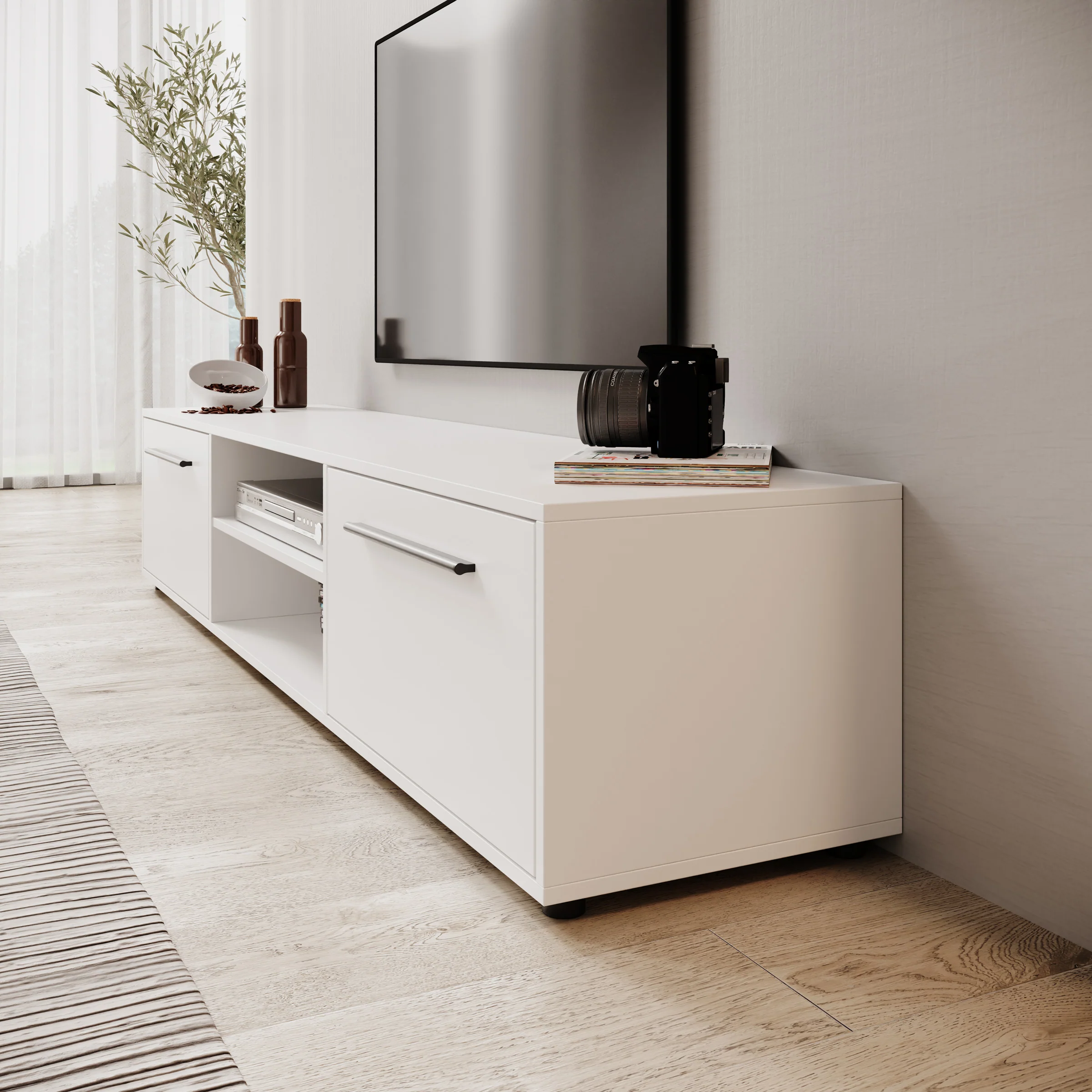 Montalo - TV-Meubel - Wit - 190x40x38 cm - Image 4